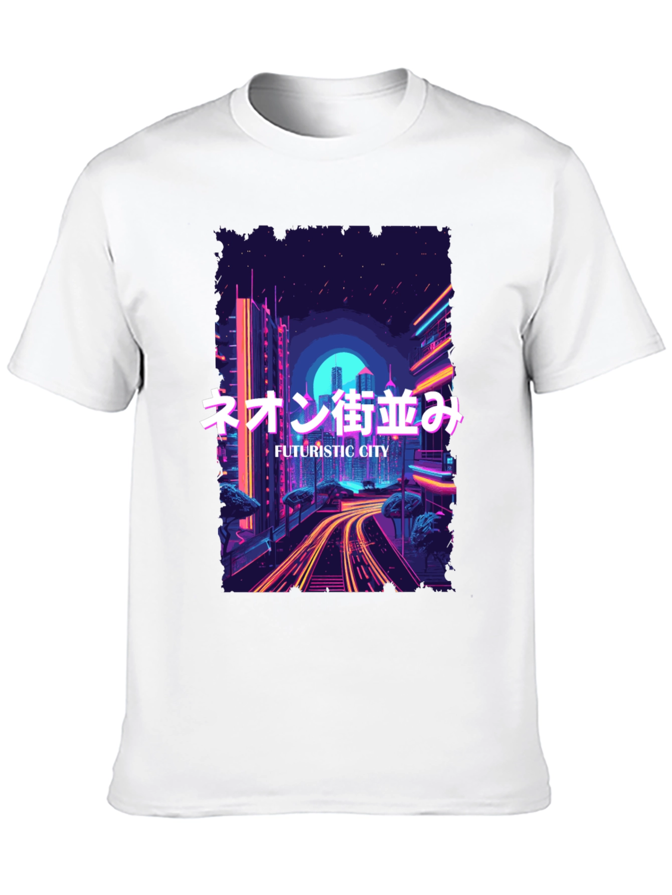 Futuristic City Neon Graphic Tee