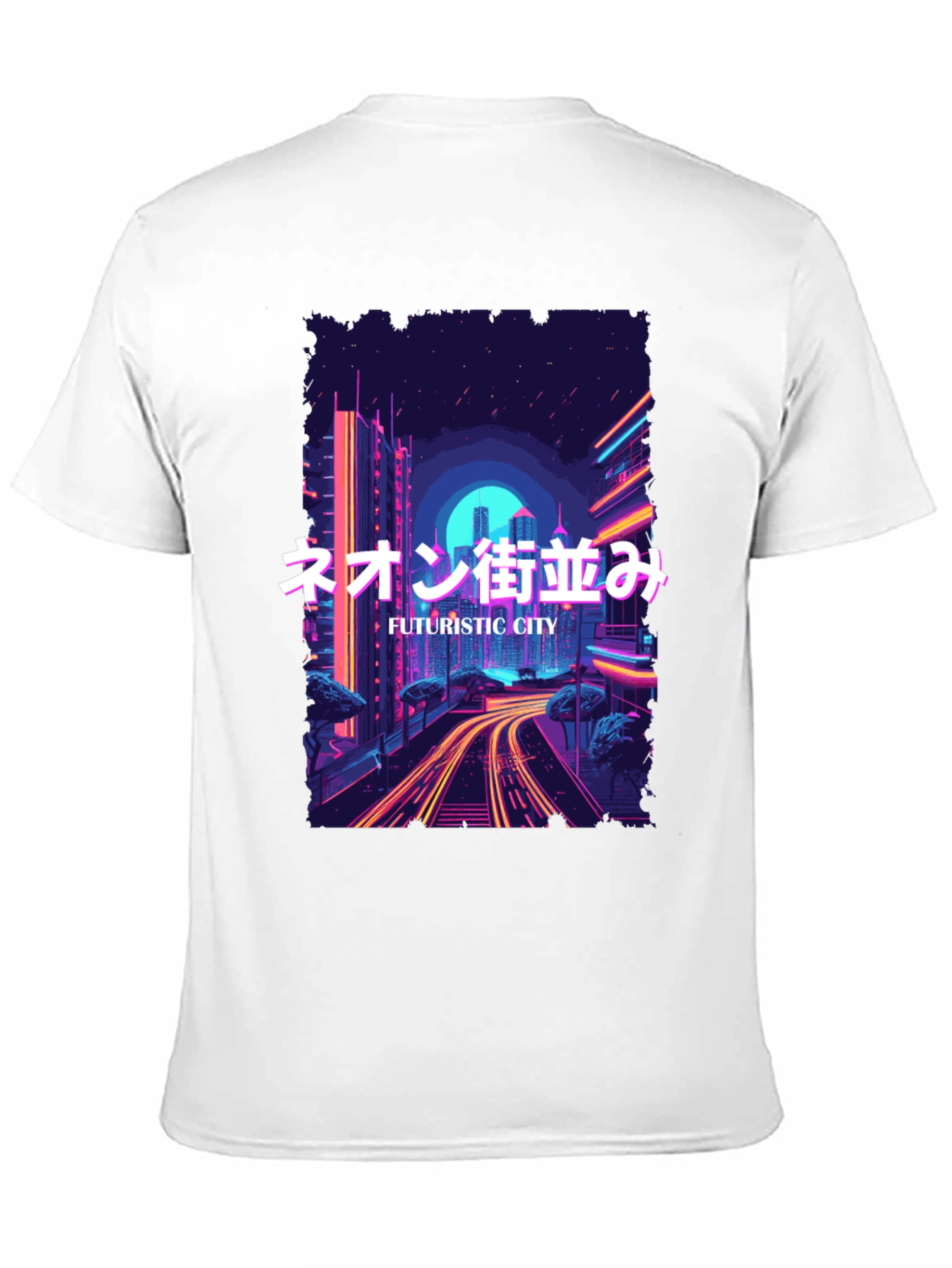 Futuristic City Neon Graphic Tee