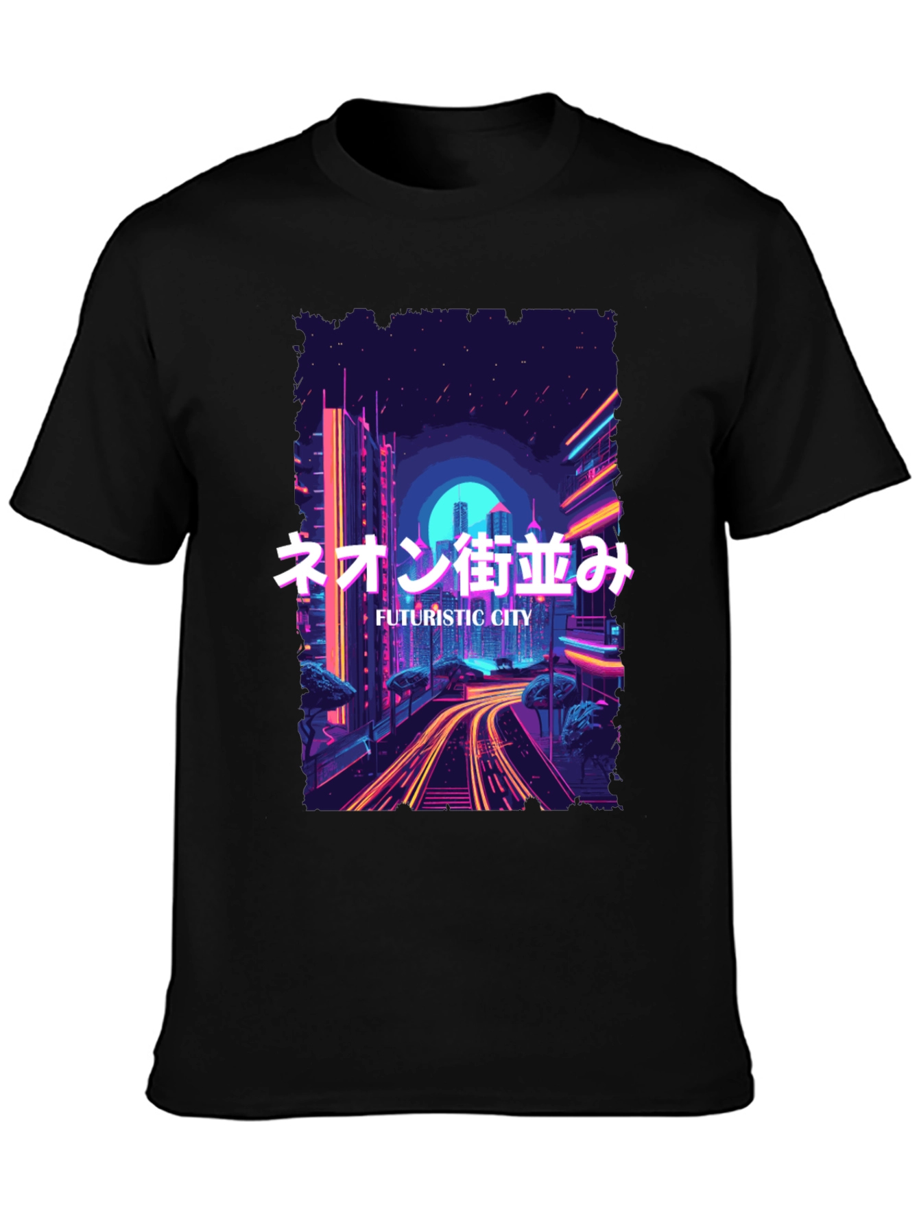 Futuristic City Neon Graphic Tee