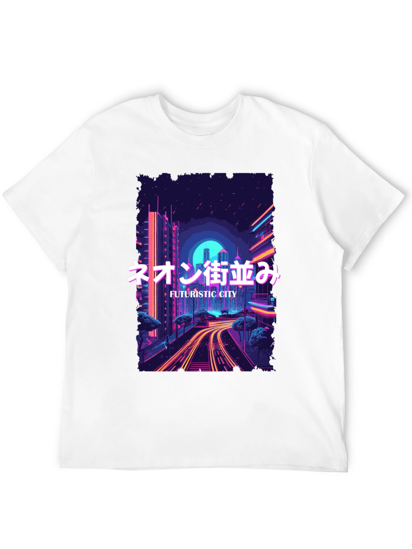Futuristic City Neon Graphic Tee
