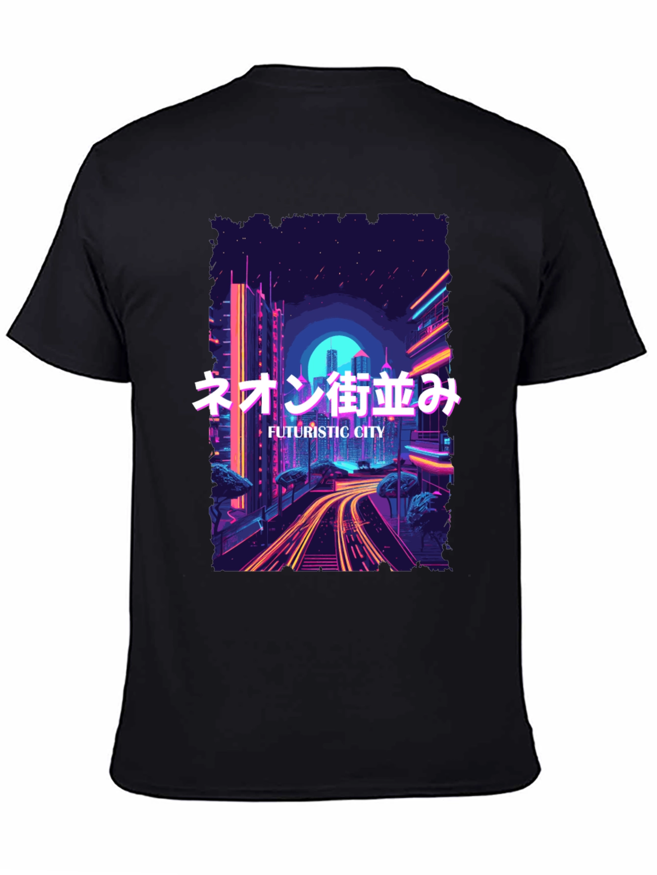 Futuristic City Neon Graphic Tee