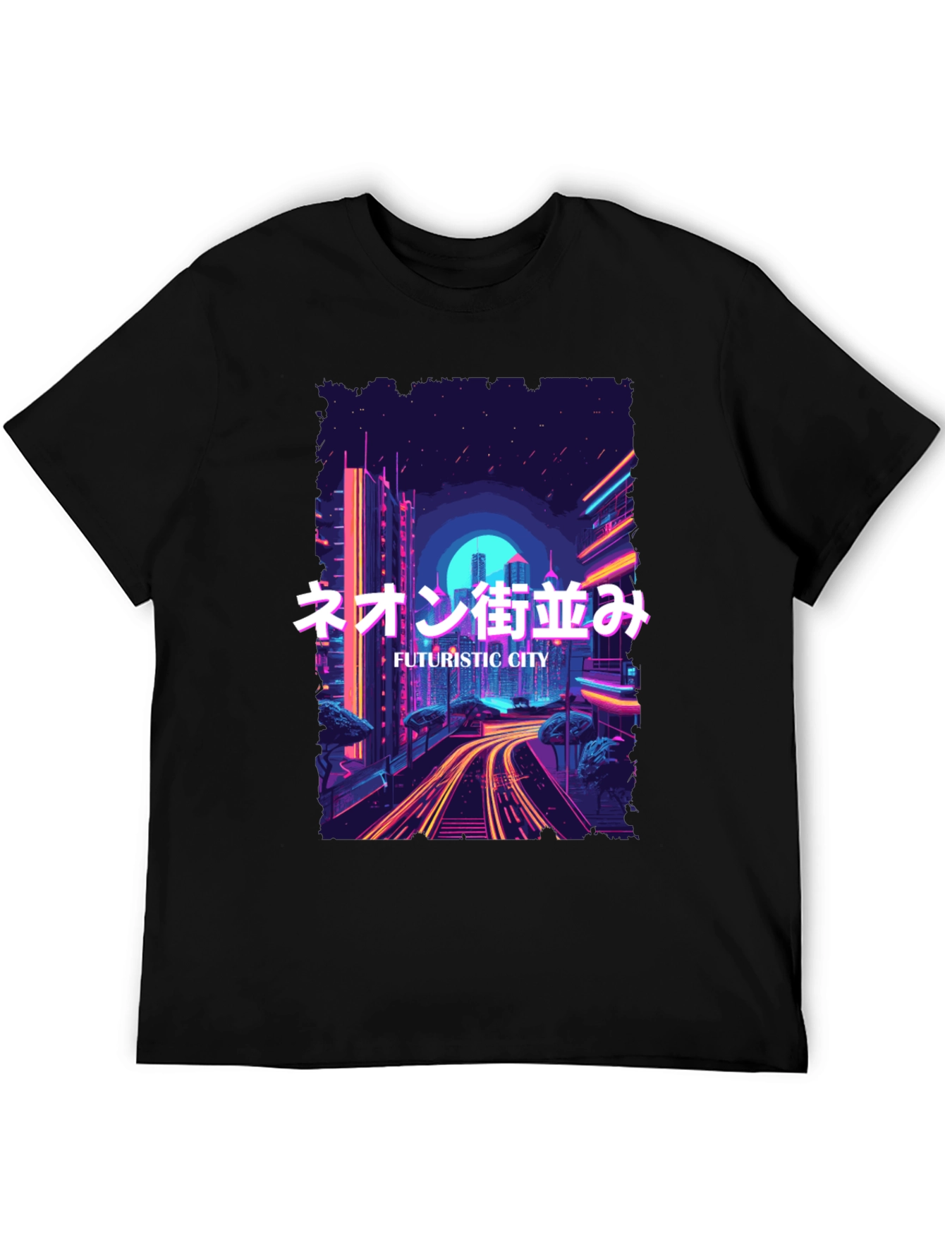 Futuristic City Neon Graphic Tee