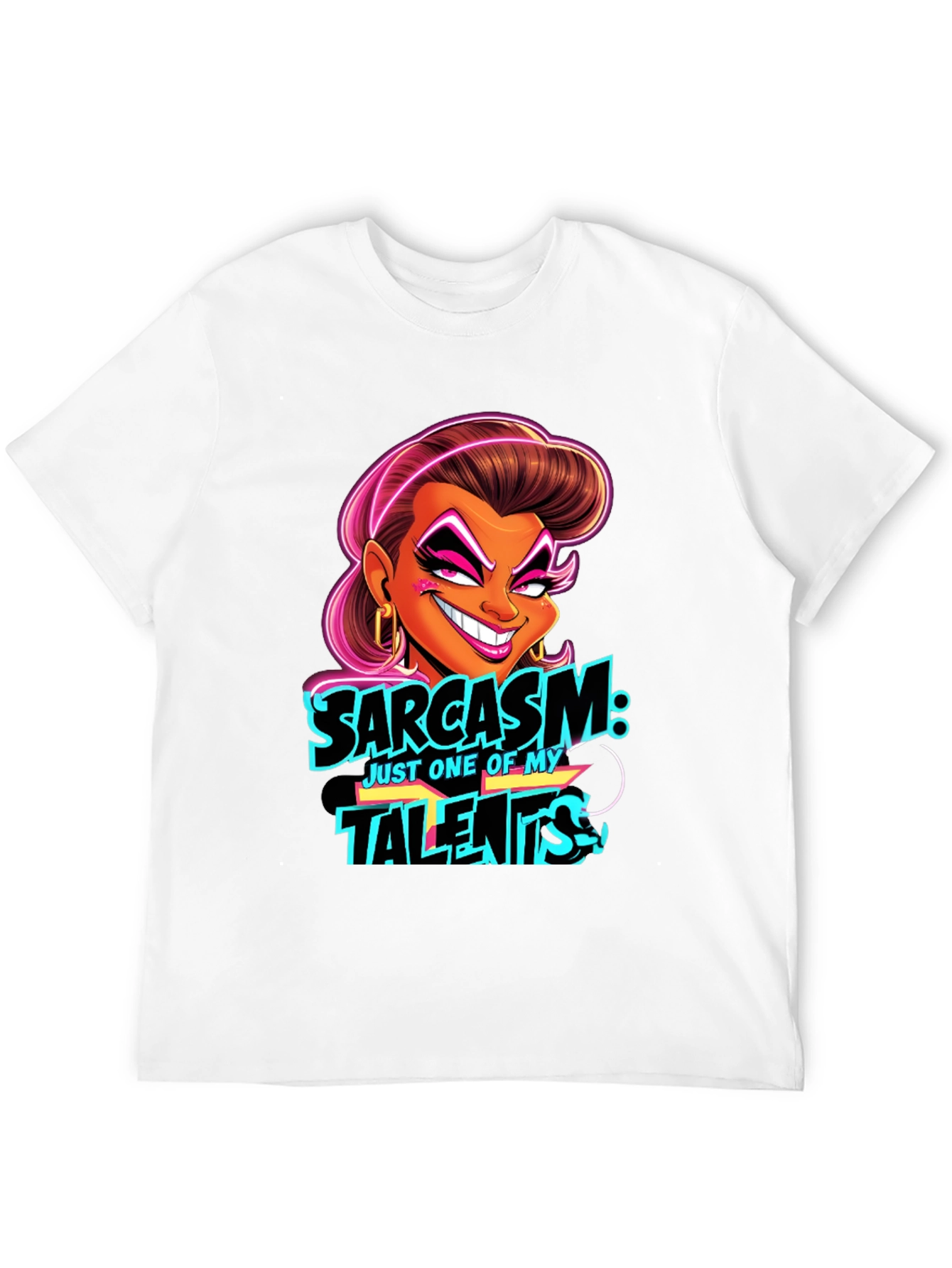 Sarcasm Cartoon Graphic Black T-Shirt