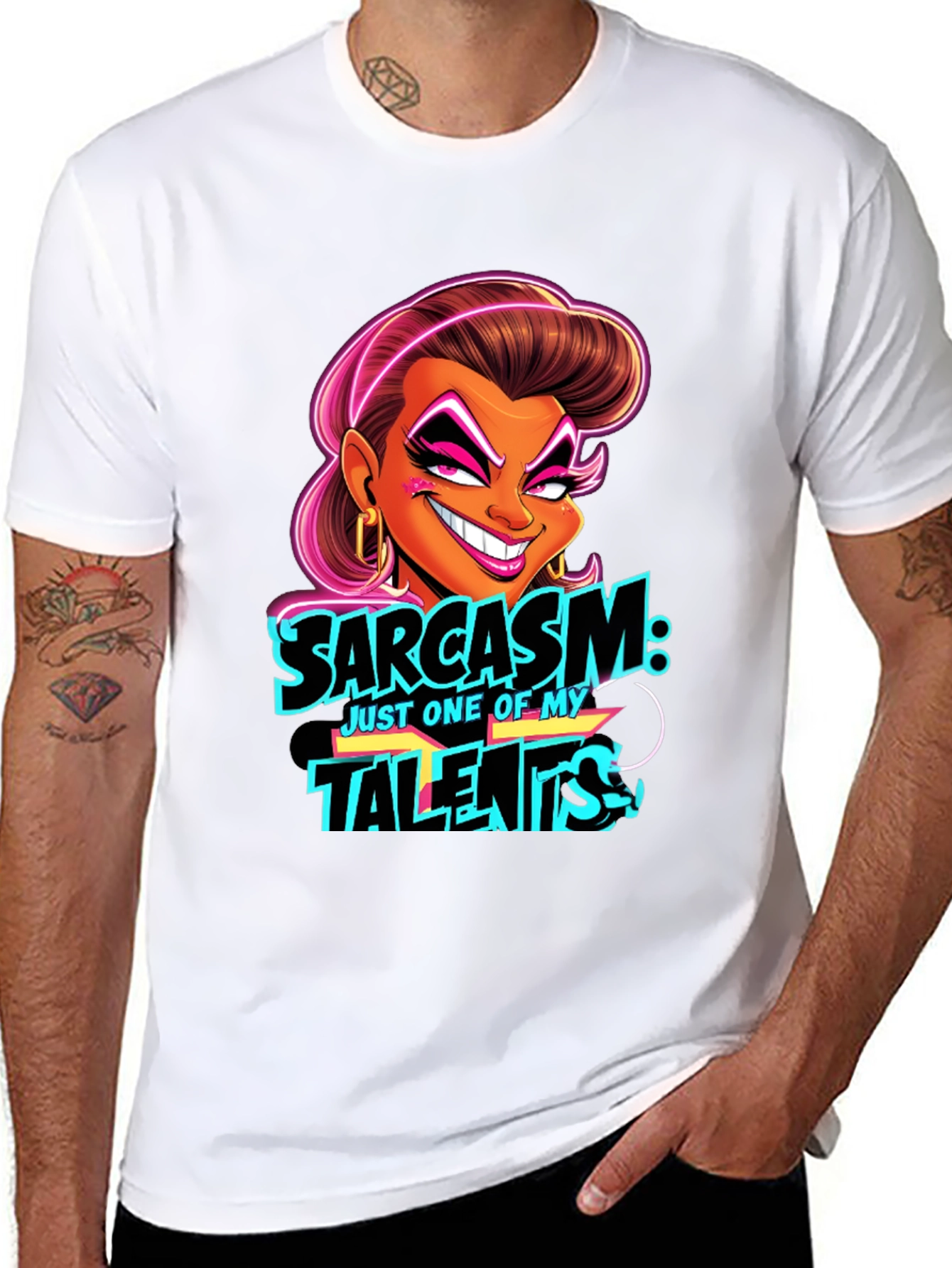 Sarcasm Cartoon Graphic Black T-Shirt