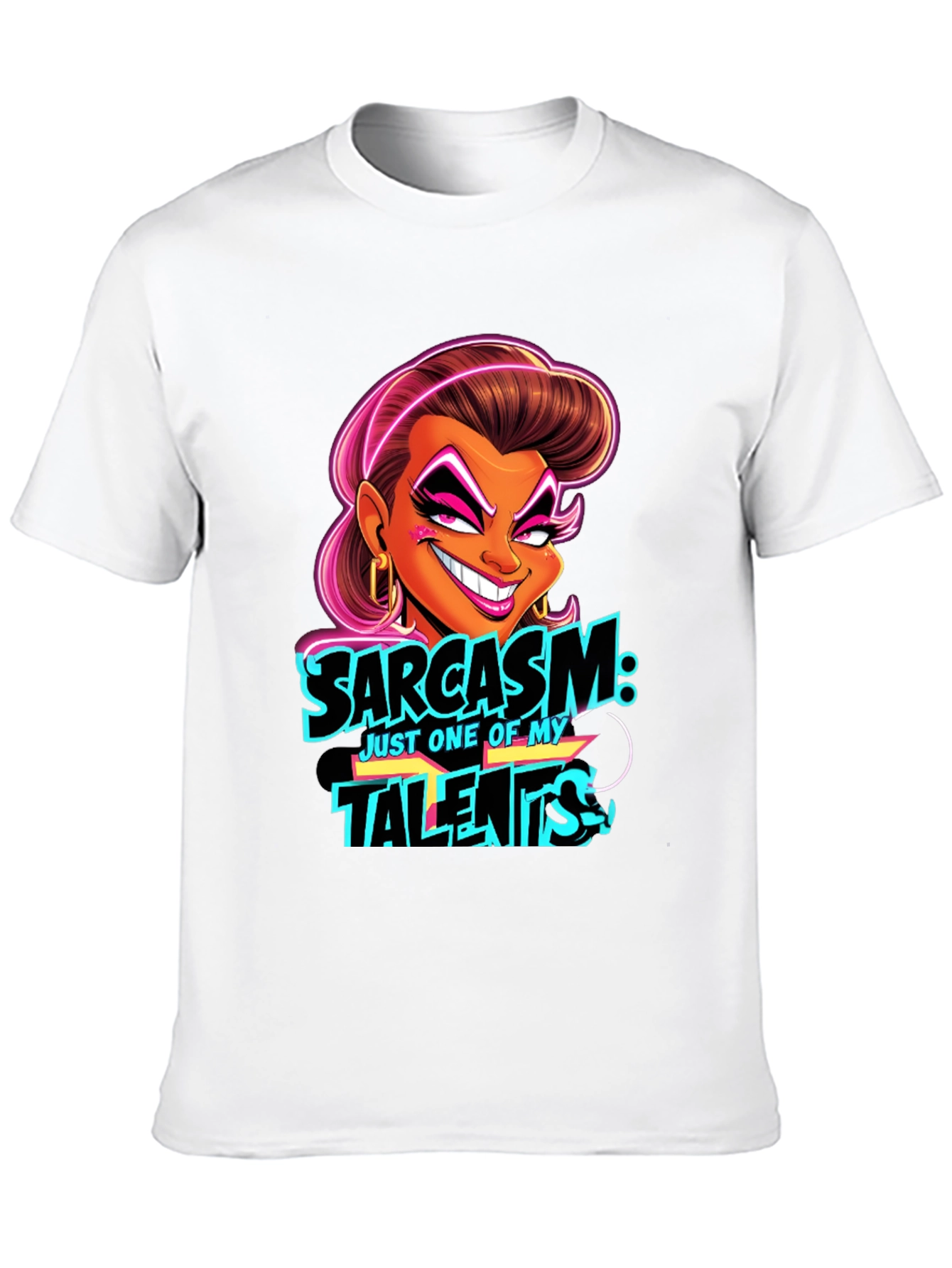Sarcasm Cartoon Graphic Black T-Shirt