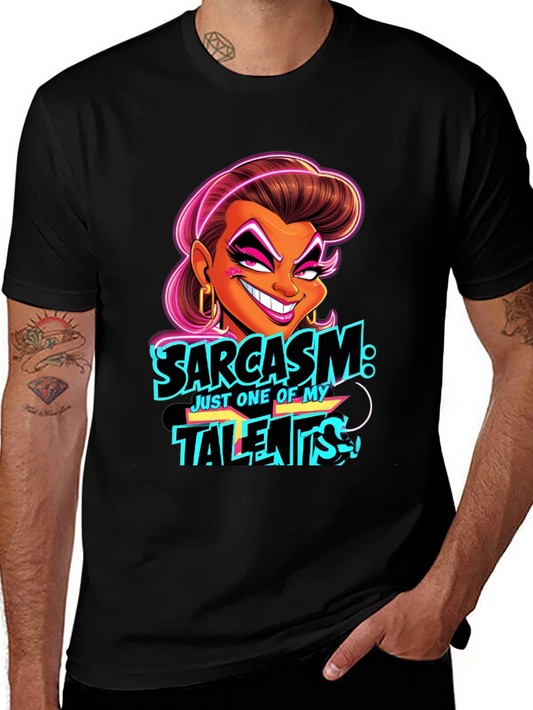Sarcasm Cartoon Graphic Black T-Shirt