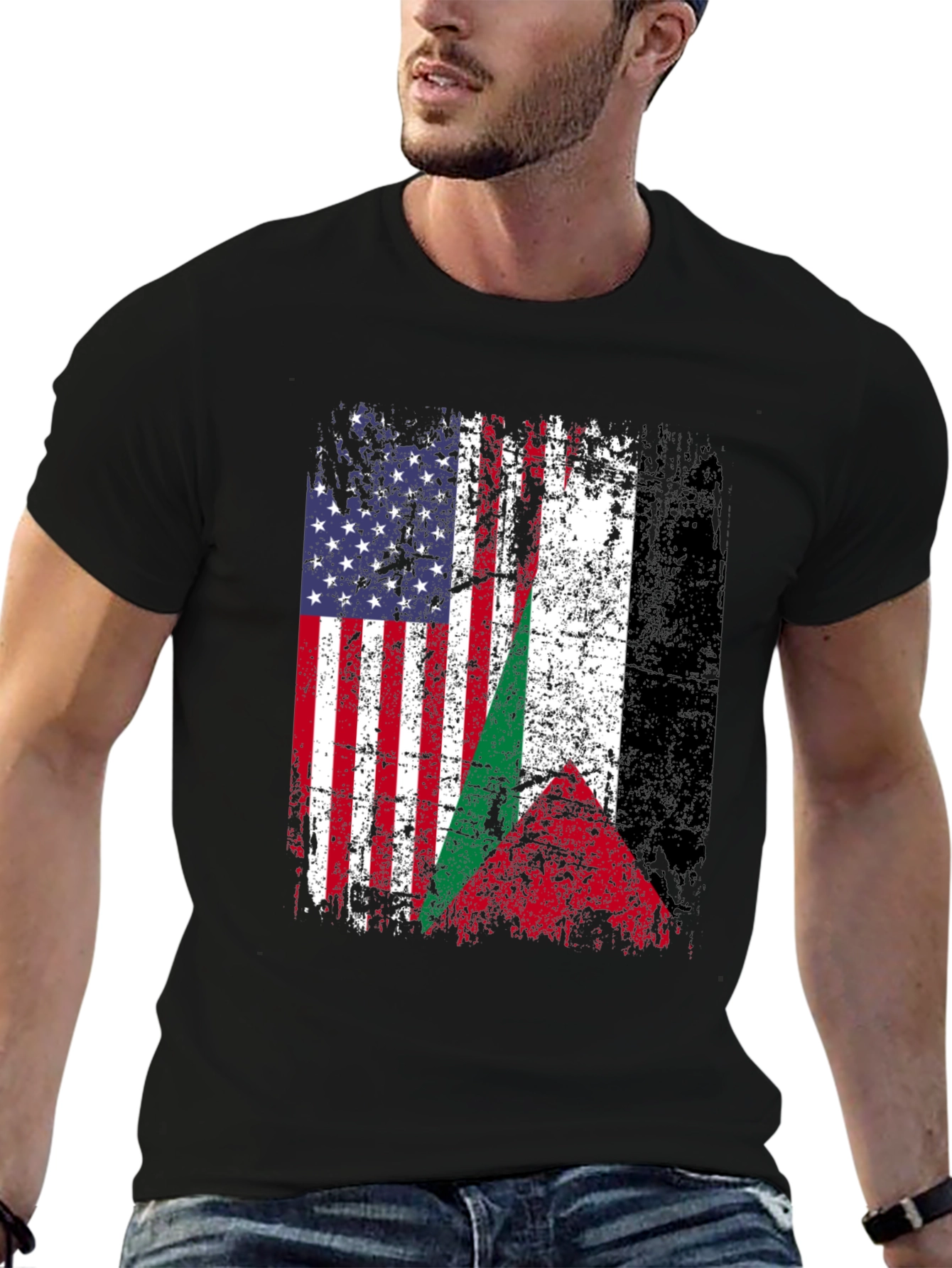 USA & Palestine Flag T-Shirt