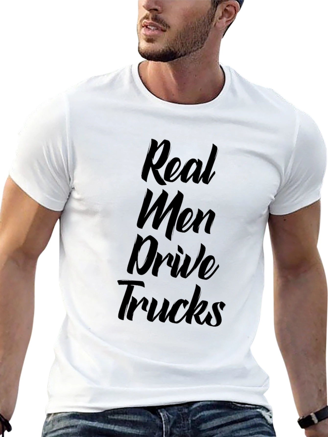 Real Men Drive Trucks Black Graphic Tee