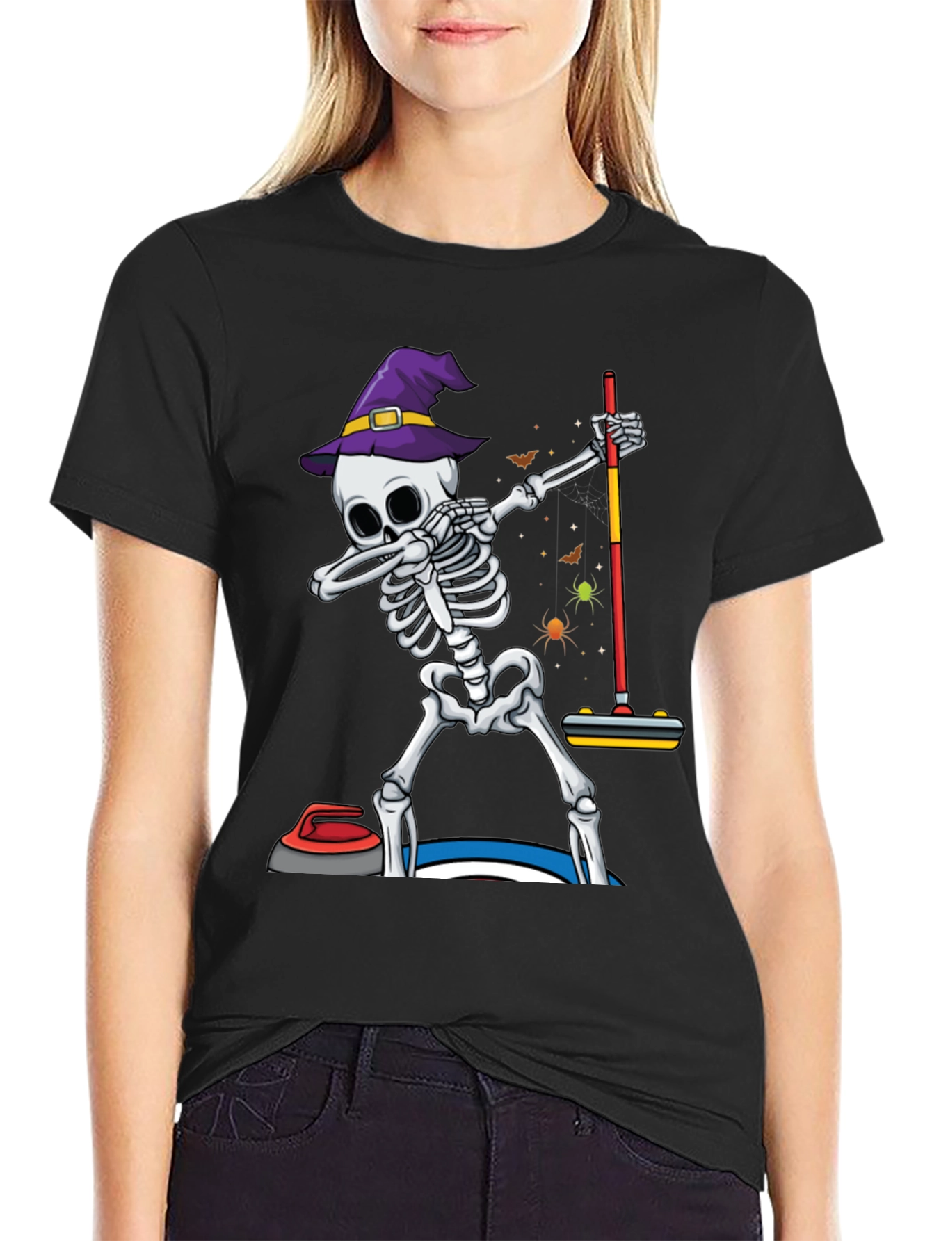 Halloween Skeleton Curling T-Shirt