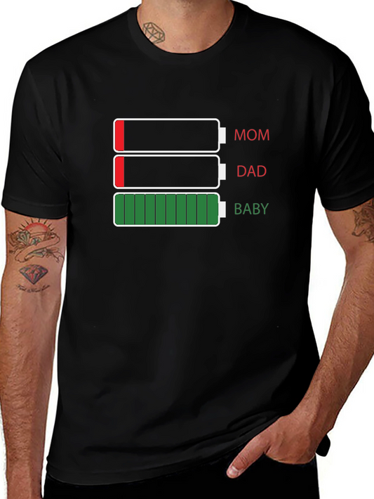 Funny Family Battery Life T-Shirt - Mom Dad & Baby