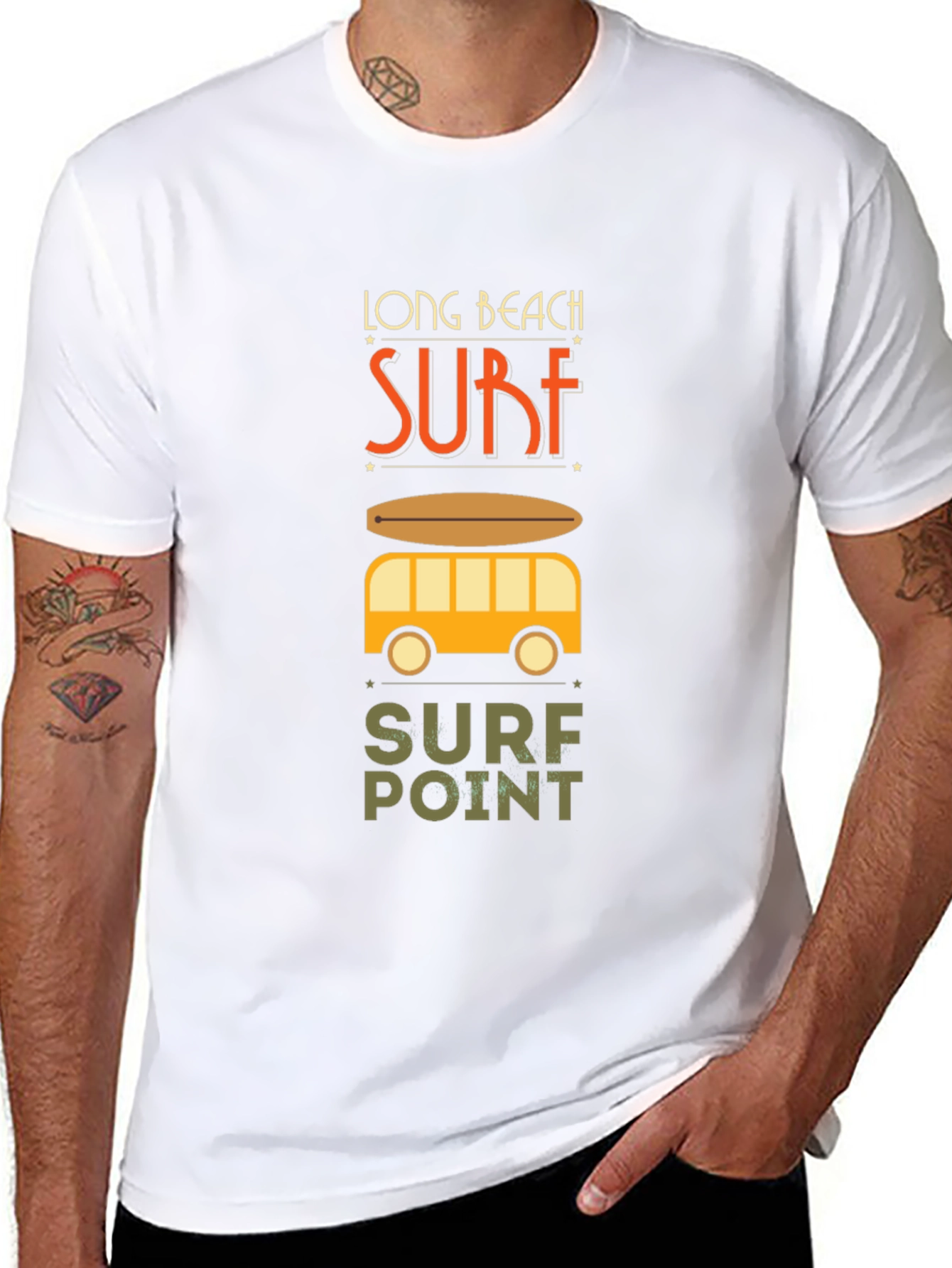 Long Beach Surf T-Shirt - Surfboard Beach Van Tee