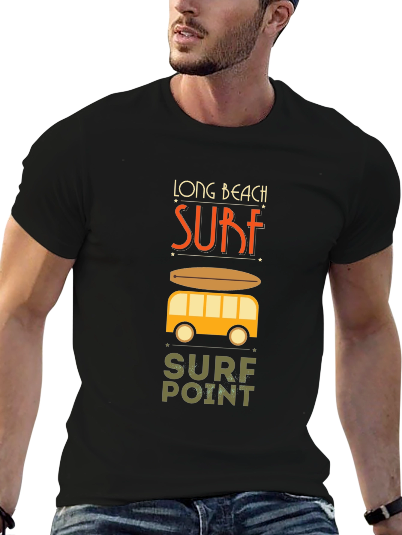 Long Beach Surf T-Shirt - Surfboard Beach Van Tee