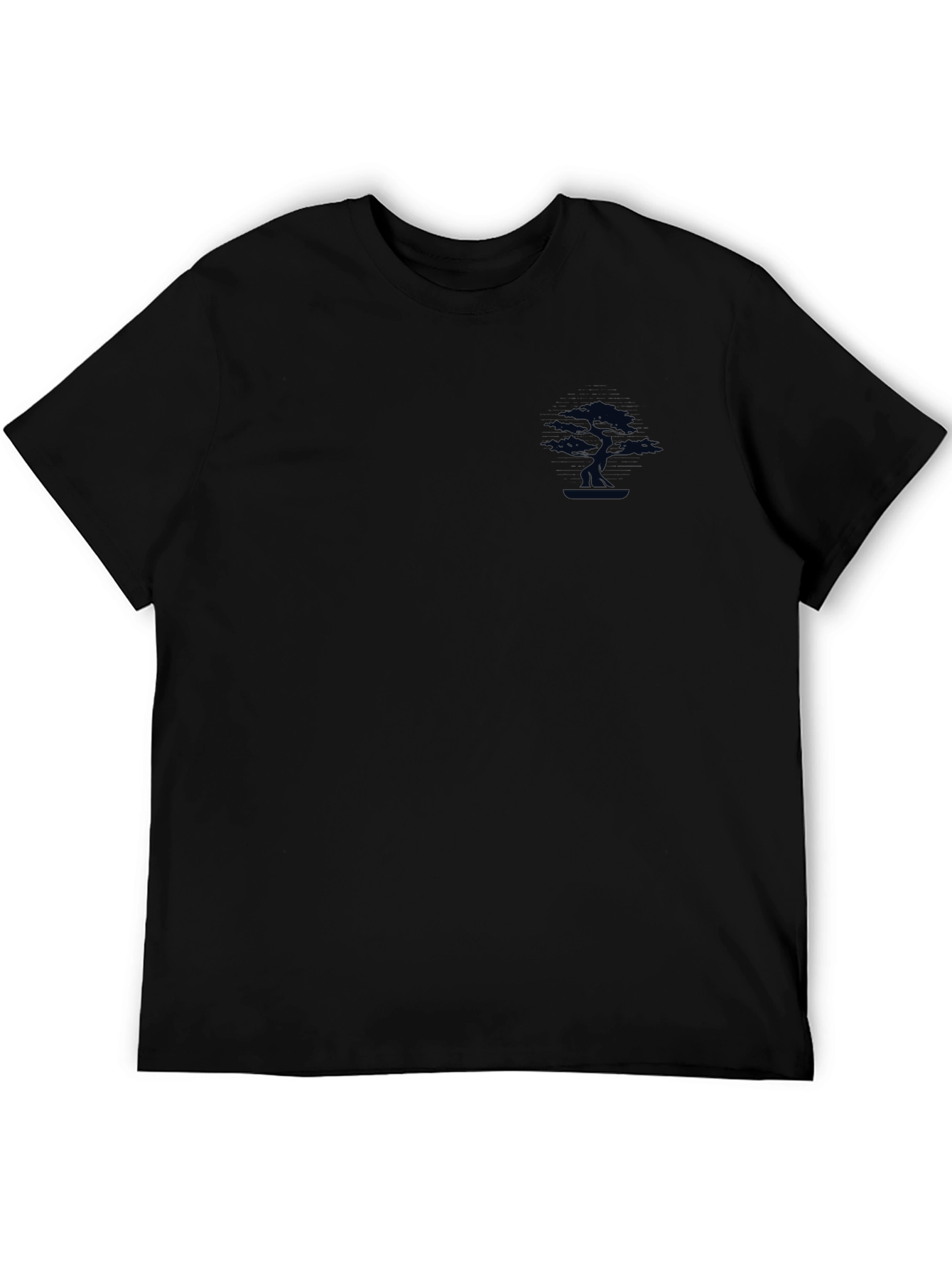 Mens Black T-Shirt with Small Tree Graphic