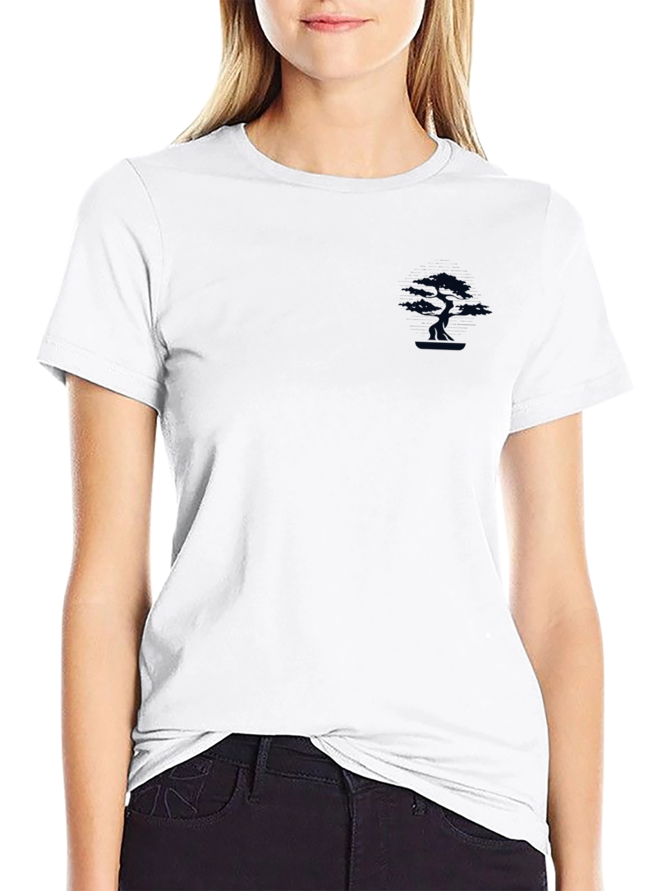 Mens Black T-Shirt with Small Tree Graphic