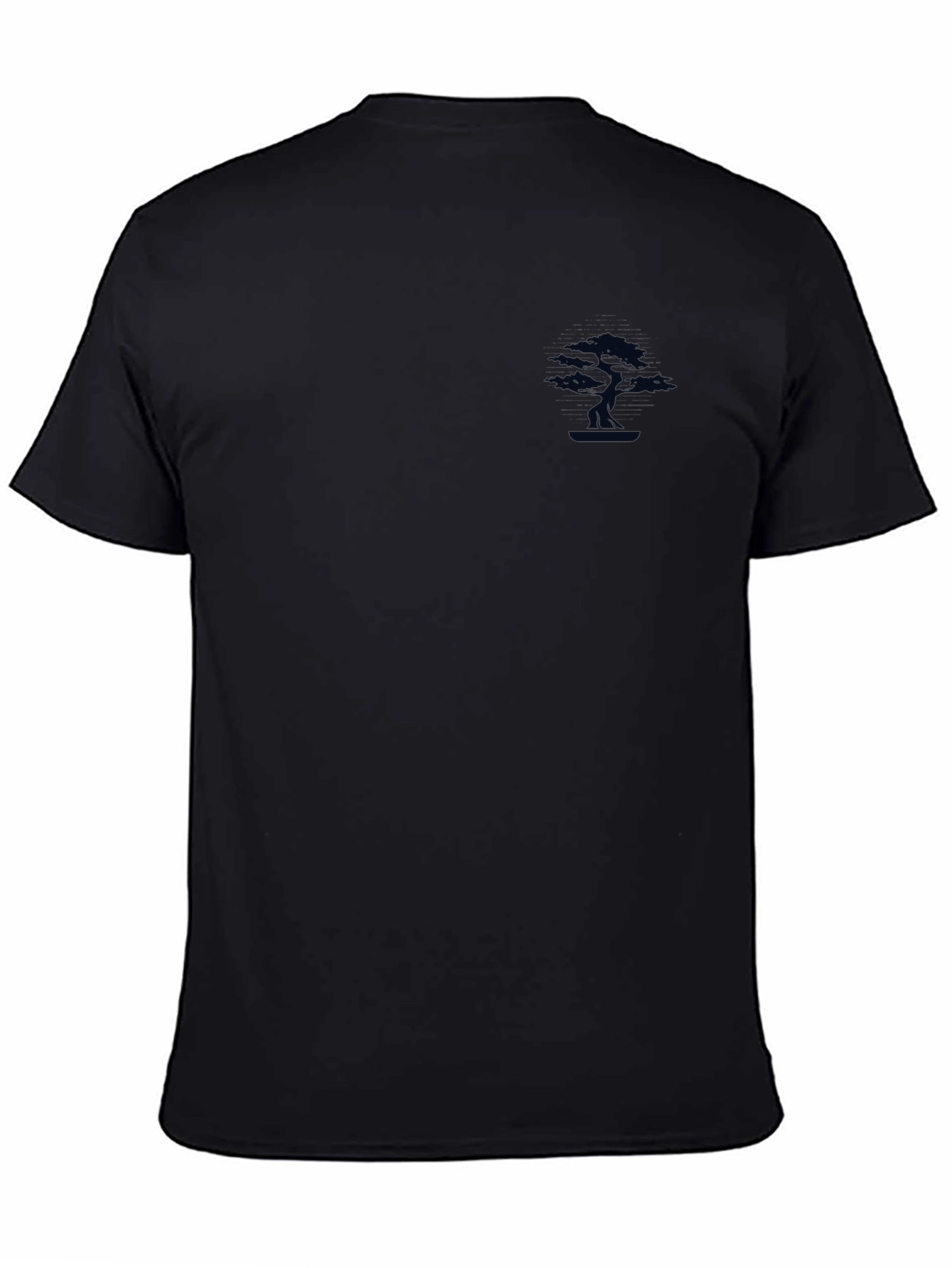 Mens Black T-Shirt with Small Tree Graphic