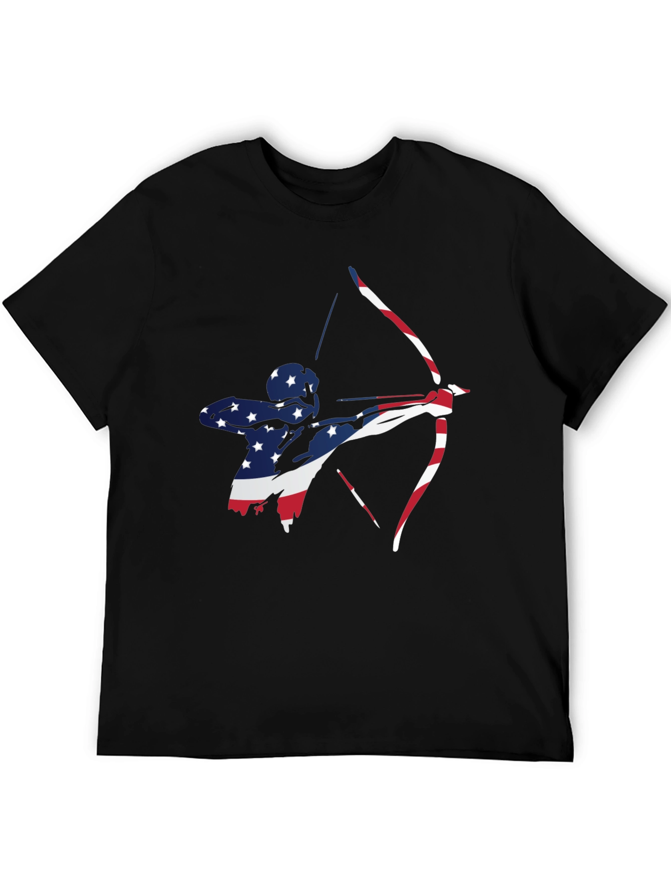 Patriotic Archer Graphic Tee - Black Cotton Blend