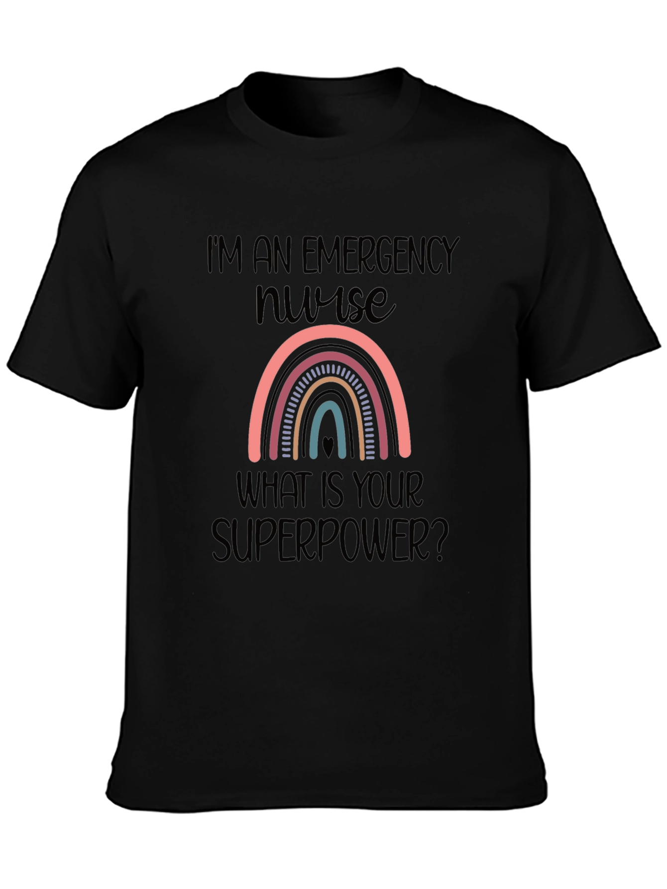 Emergency Nurse Superpower Rainbow Graphic T-Shirt