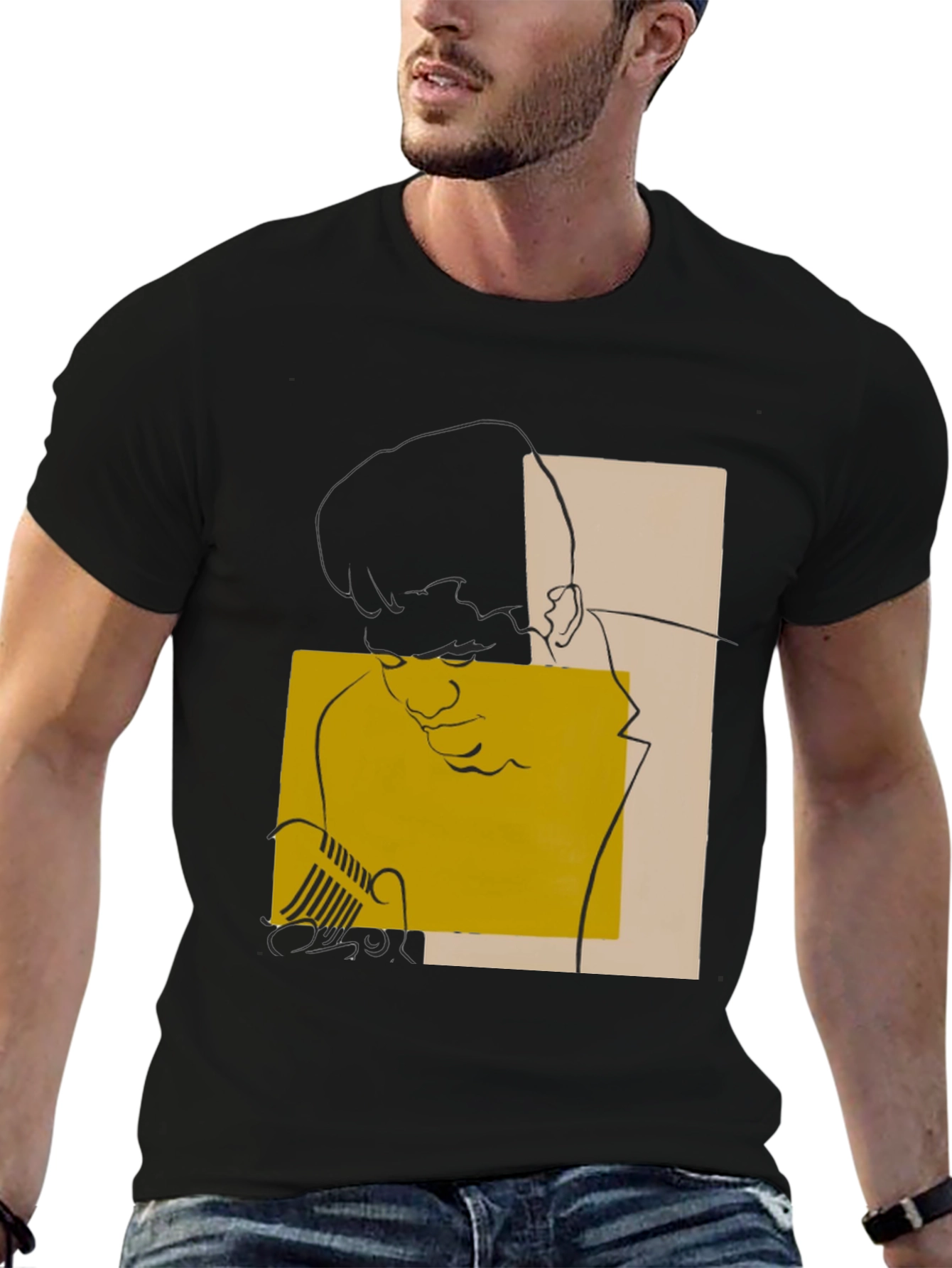 Abstract Graphic Print Black Tee