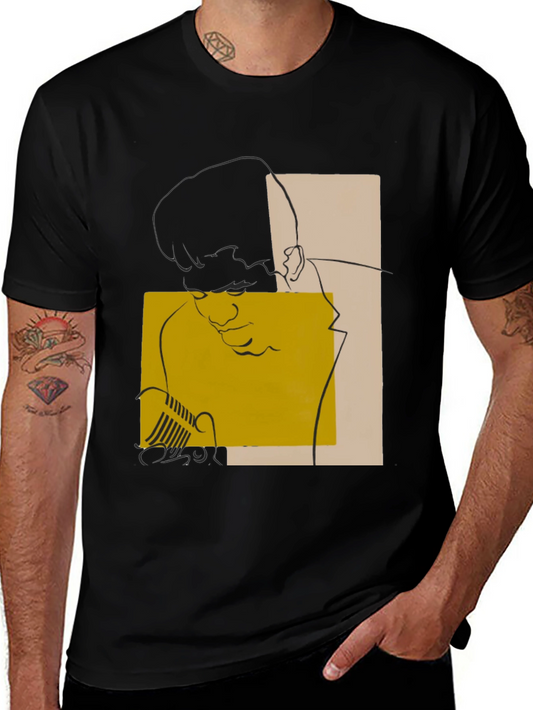 Abstract Graphic Print Black Tee
