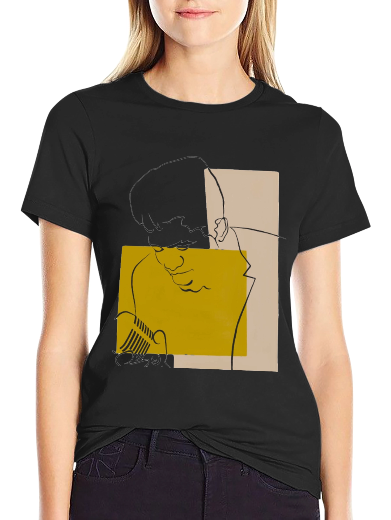 Abstract Graphic Print Black Tee