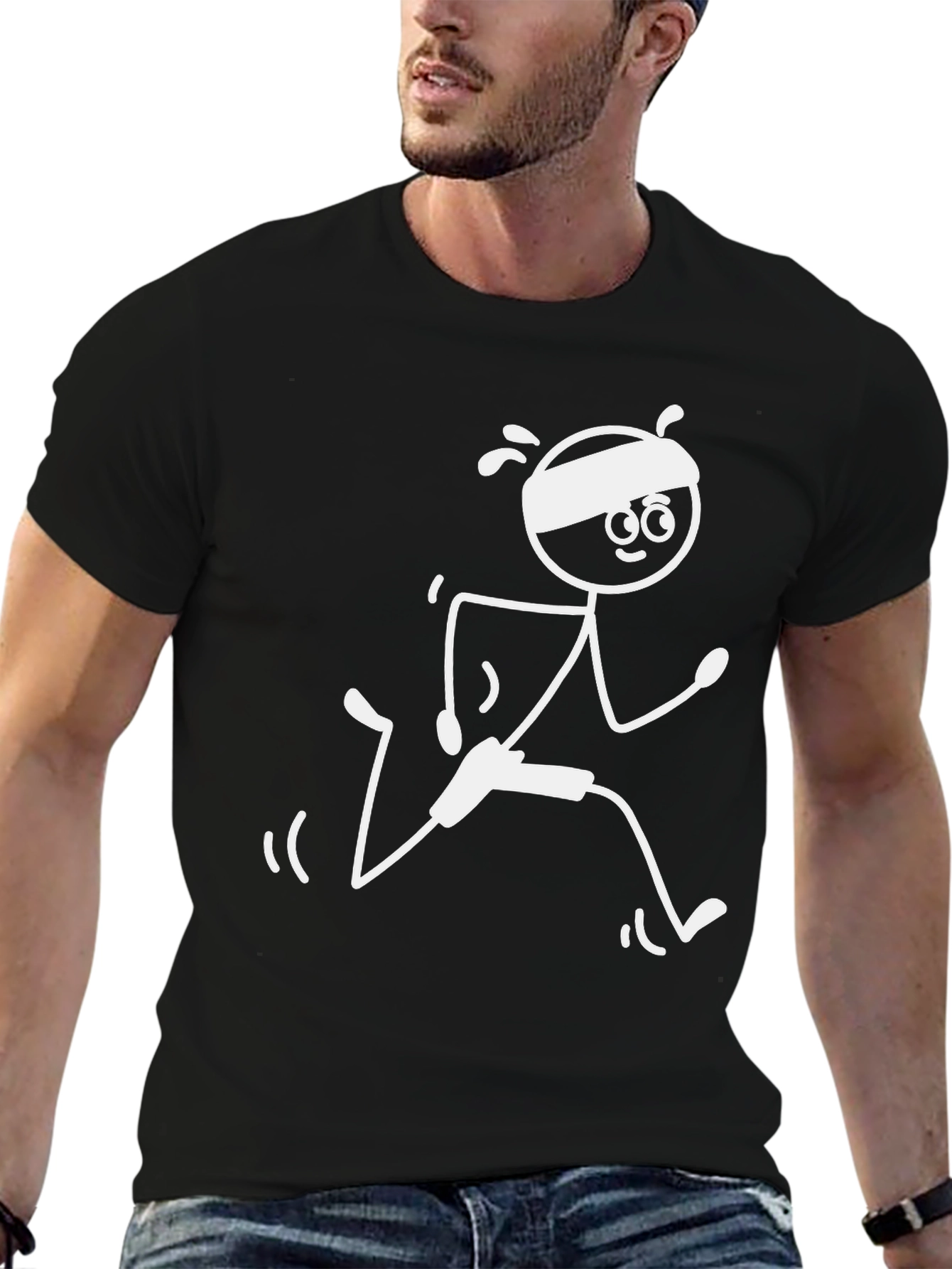 Runner Stick Figure Graphic Tee - Black