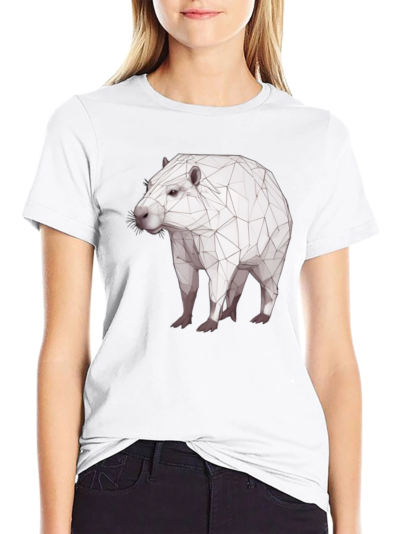 Geometric Capybara Black T-Shirt