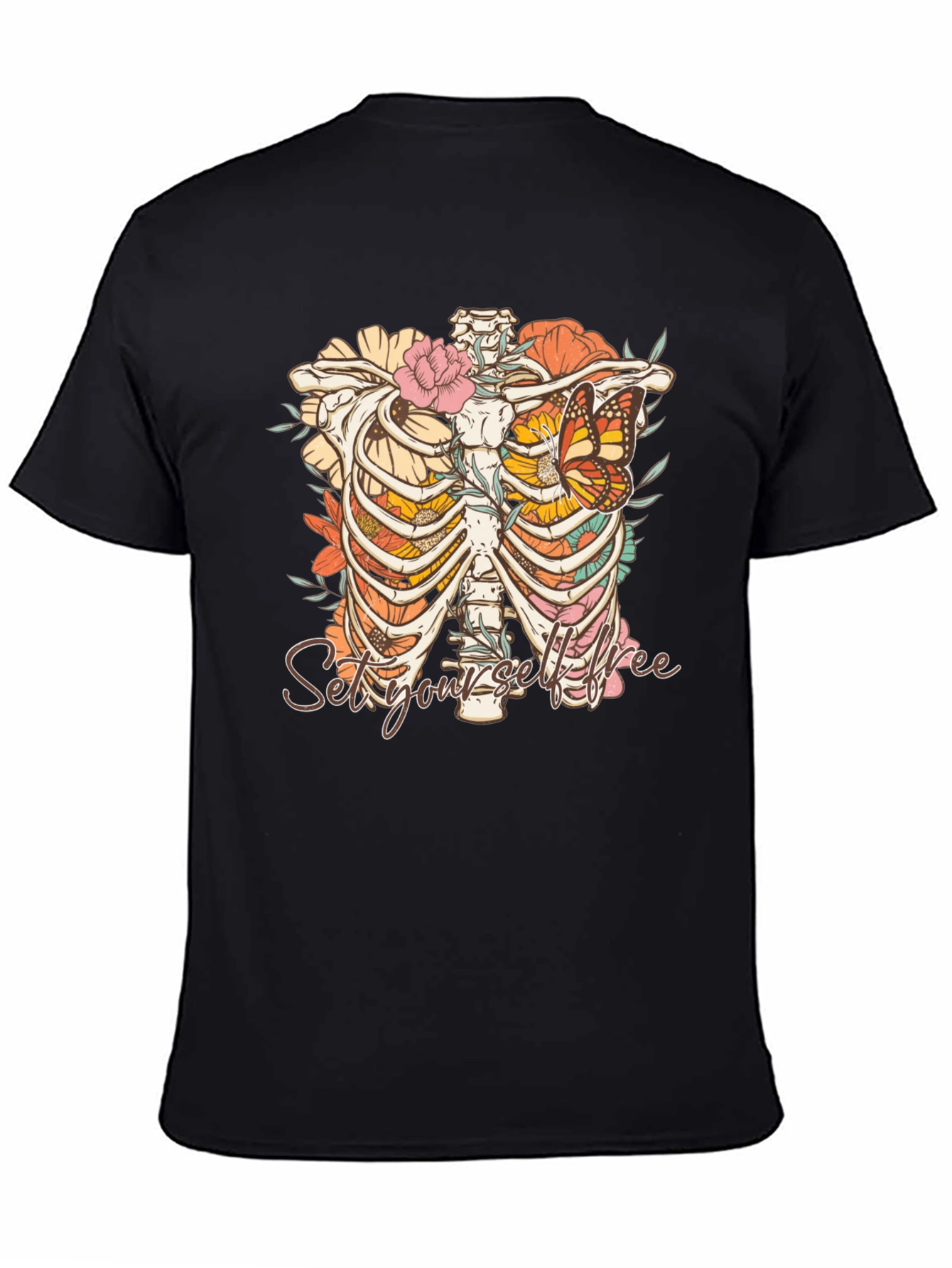 Floral Rib Cage T-Shirt - Set Yourself Free