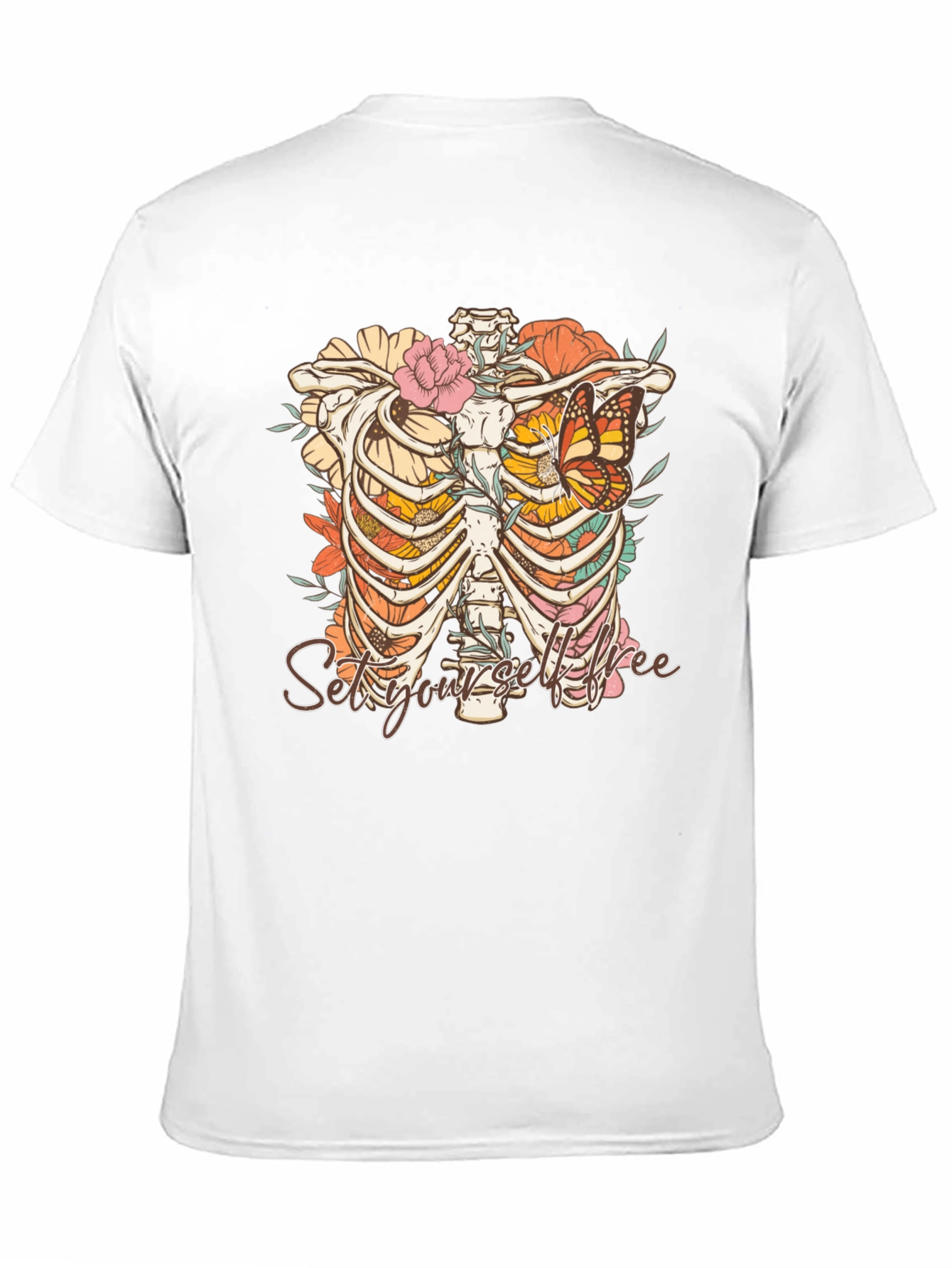 Floral Rib Cage T-Shirt - Set Yourself Free
