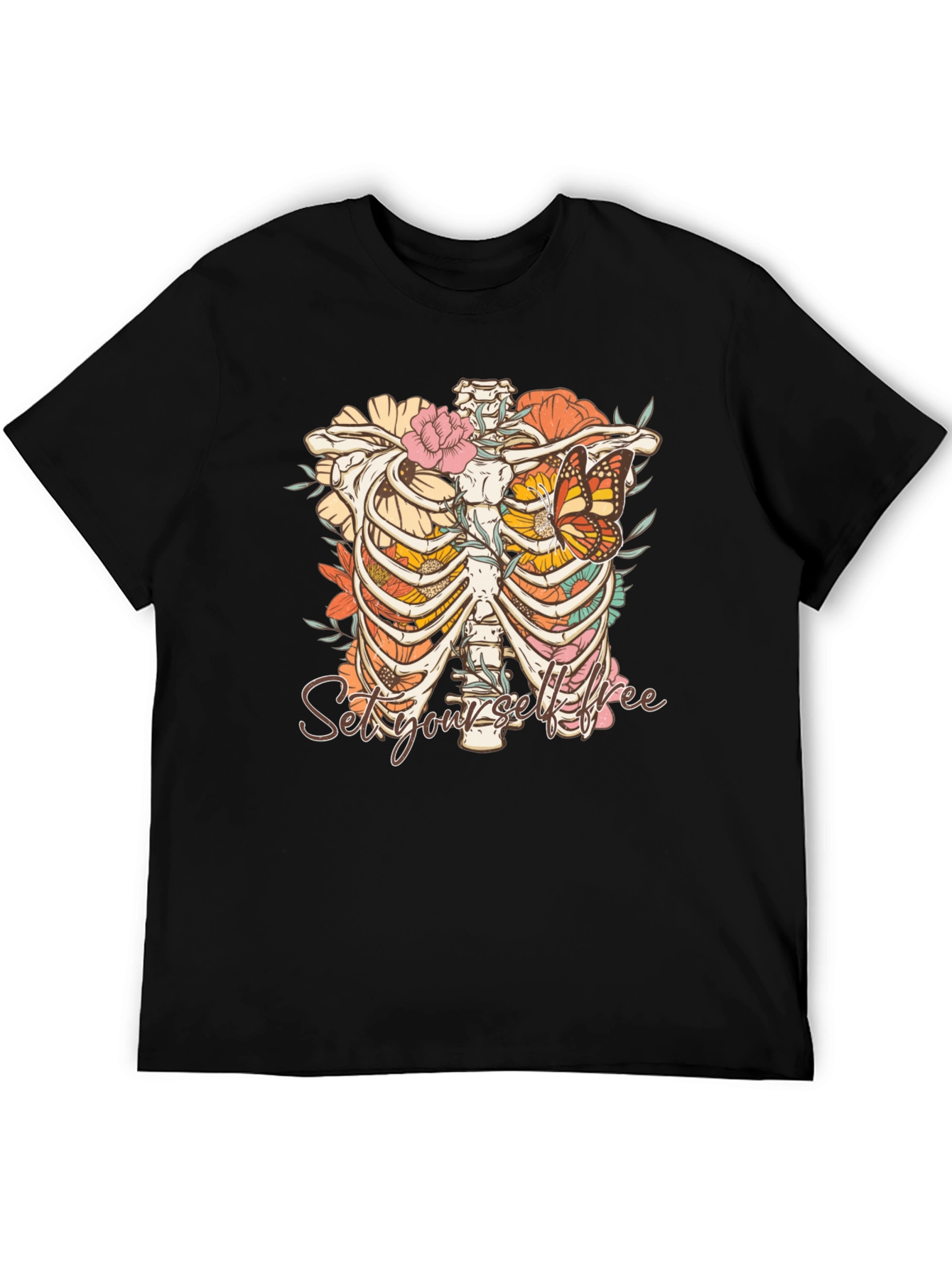 Floral Rib Cage T-Shirt - Set Yourself Free