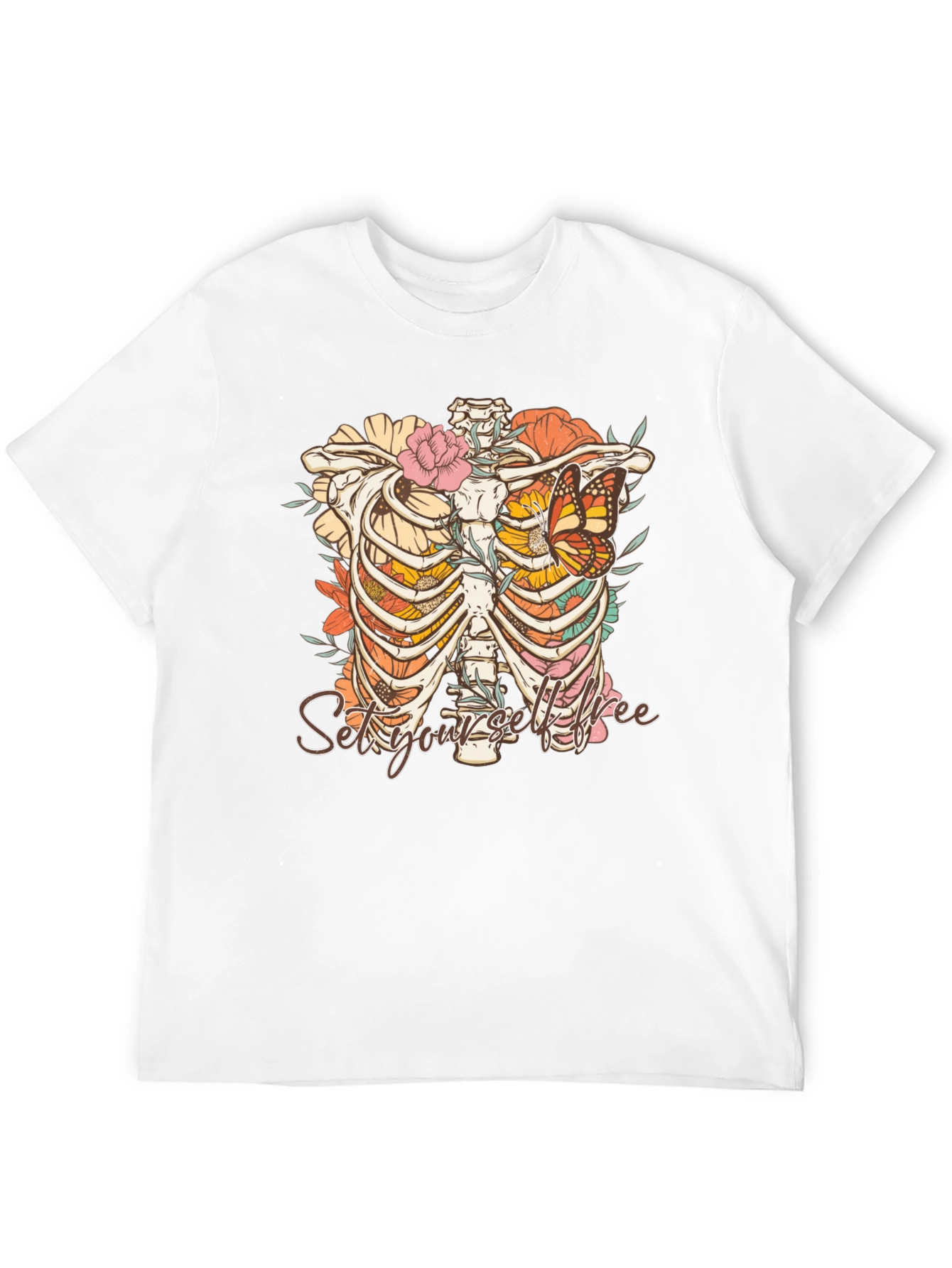 Floral Rib Cage T-Shirt - Set Yourself Free