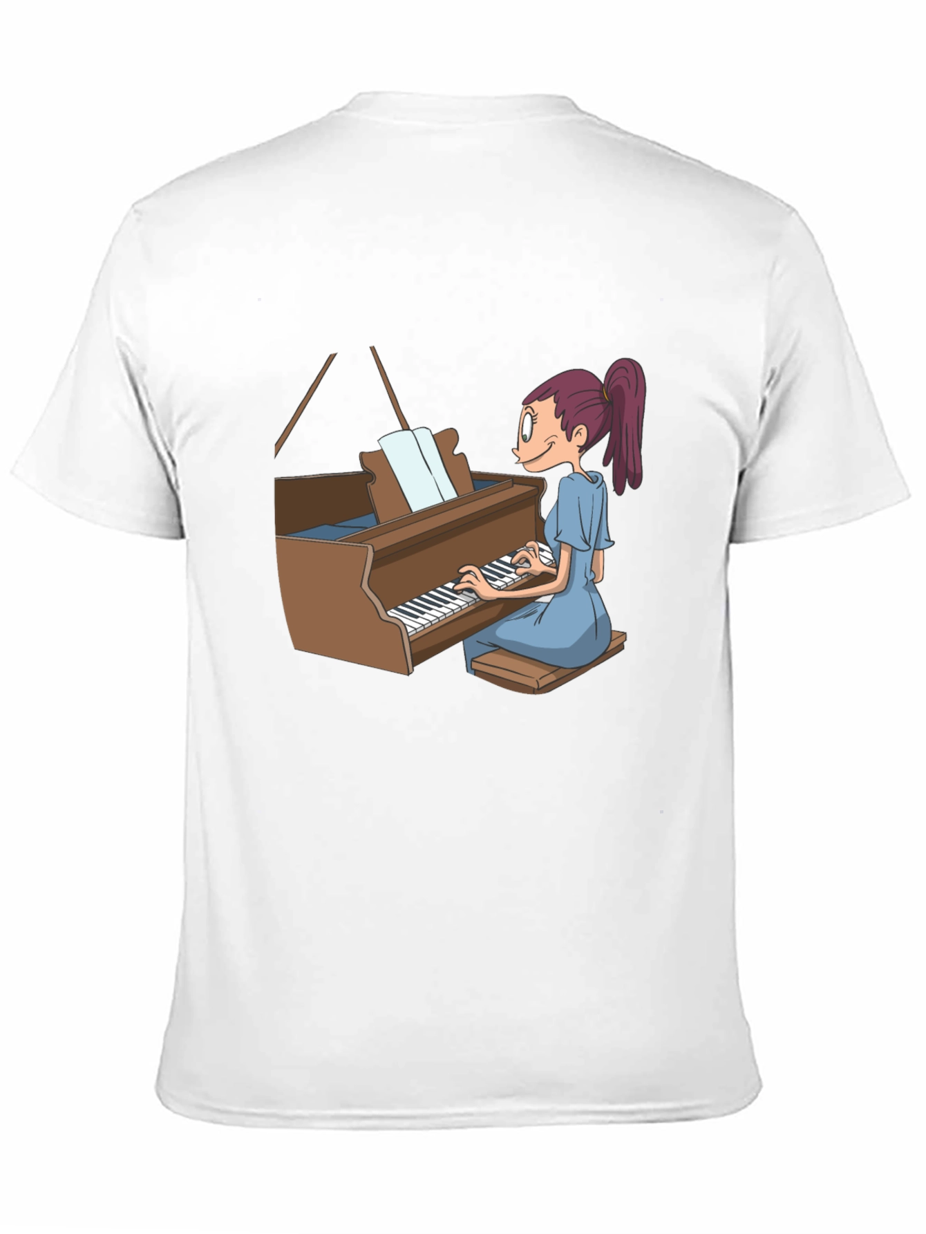 Piano Girl Graphic Tee - Black Cotton T-Shirt