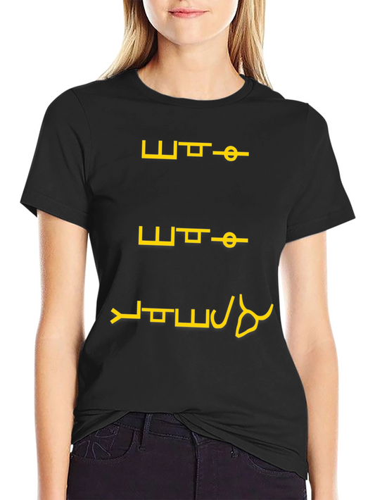 Black T-shirt with Yellow Sci-fi Text