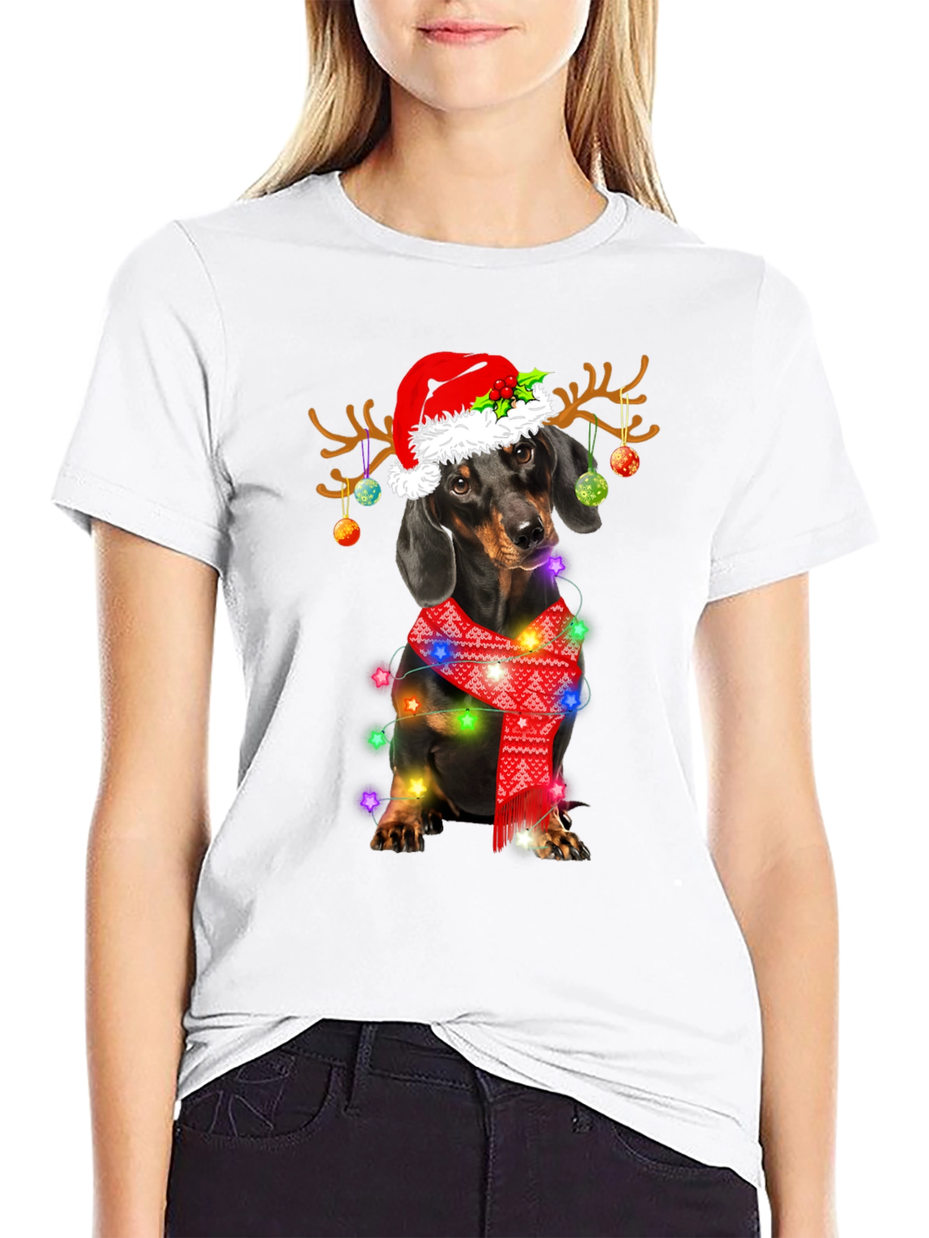 Dachshund Christmas Lights T-Shirt