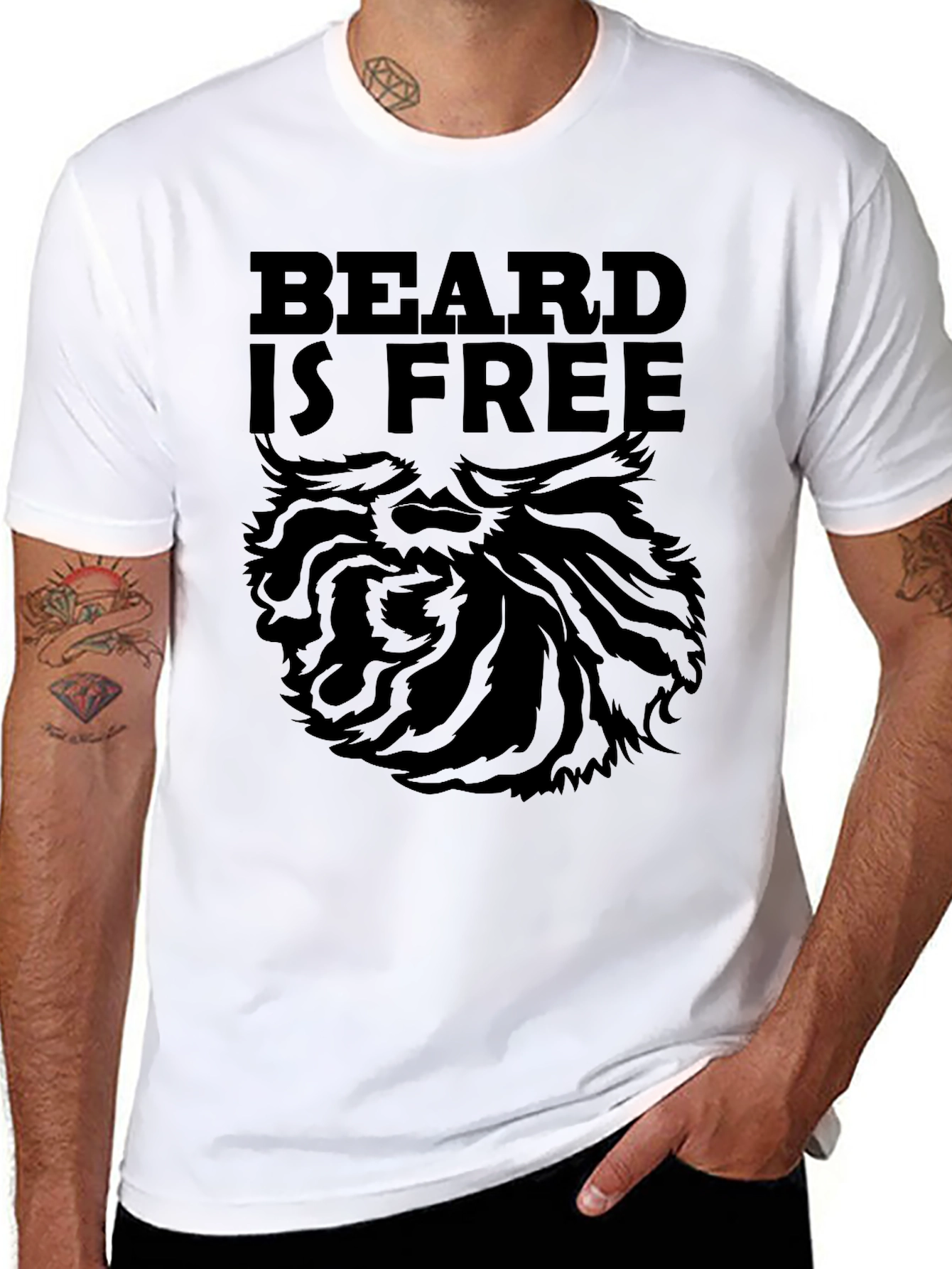Beard is Free Graphic T-Shirt - Black
