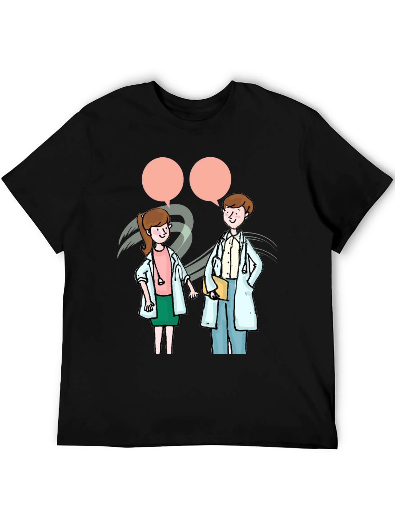 Doctor Cartoon Black T-Shirt