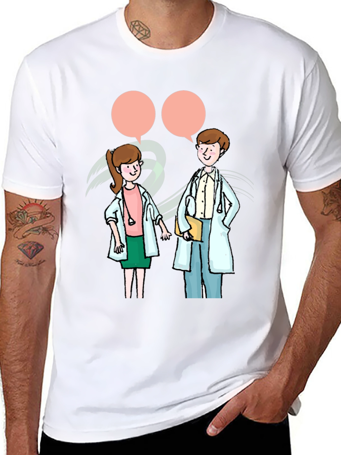 Doctor Cartoon Black T-Shirt