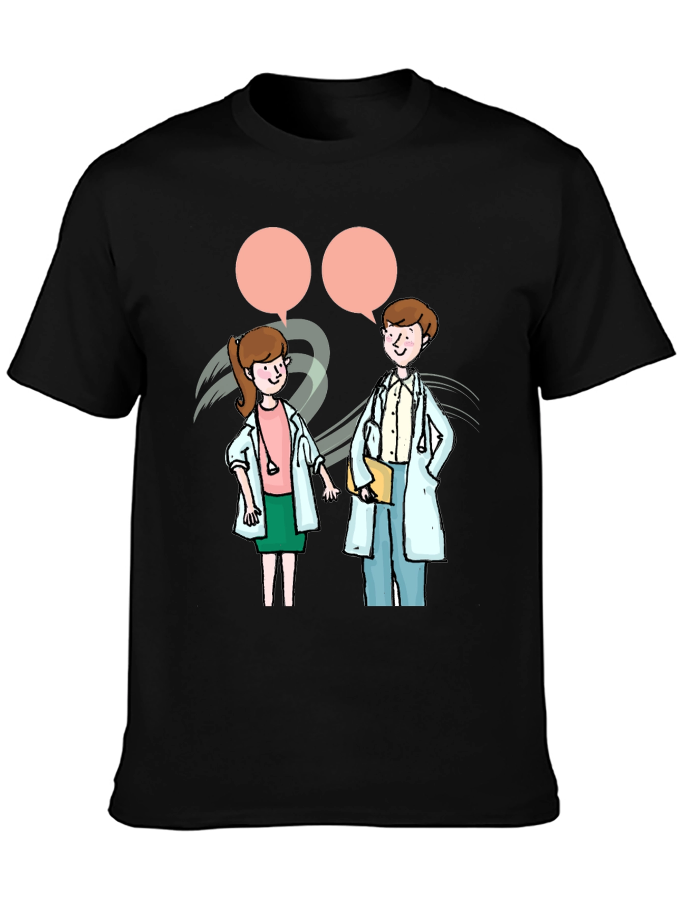 Doctor Cartoon Black T-Shirt