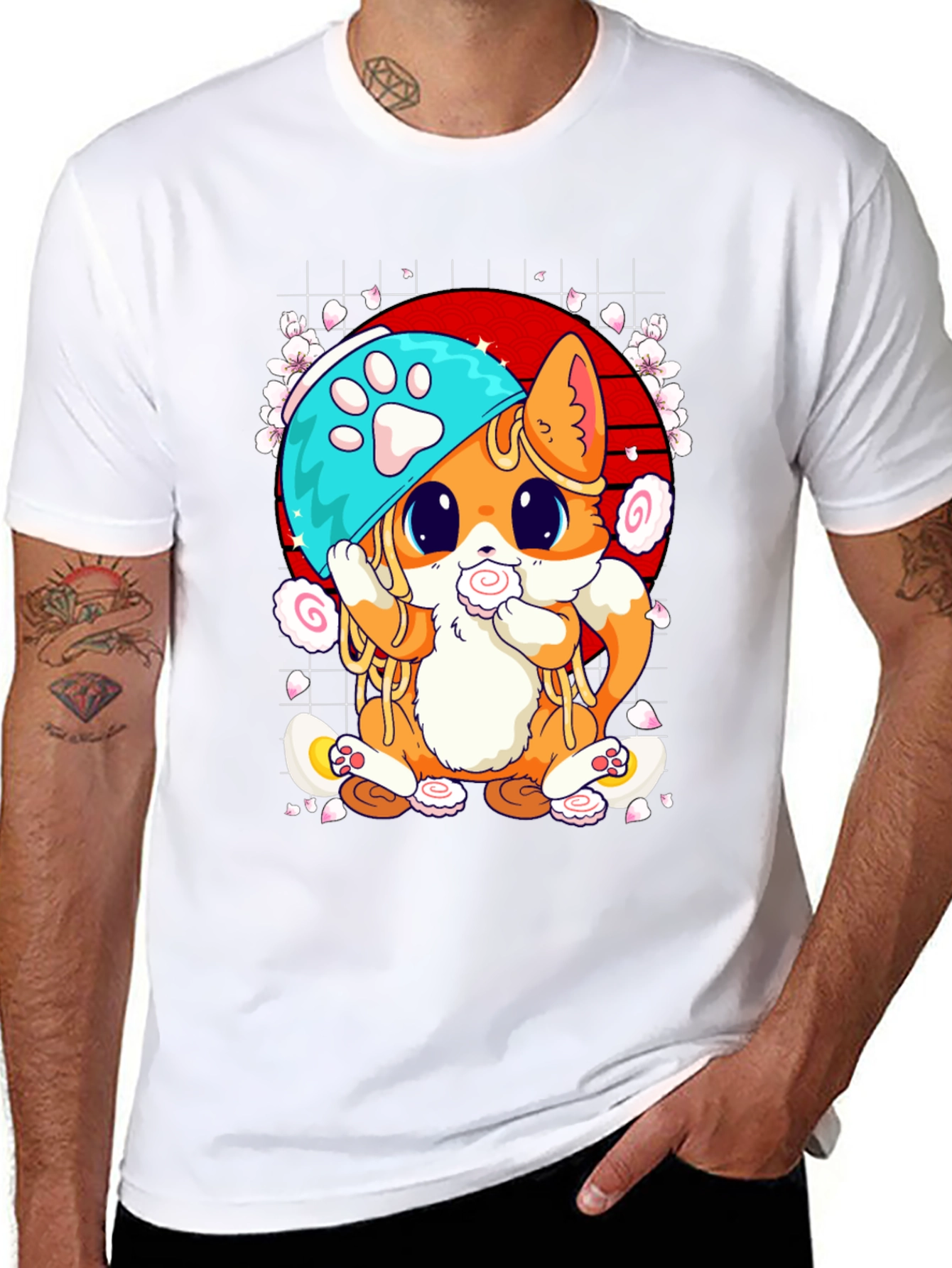 Cute Ramen Cat Graphic Tee