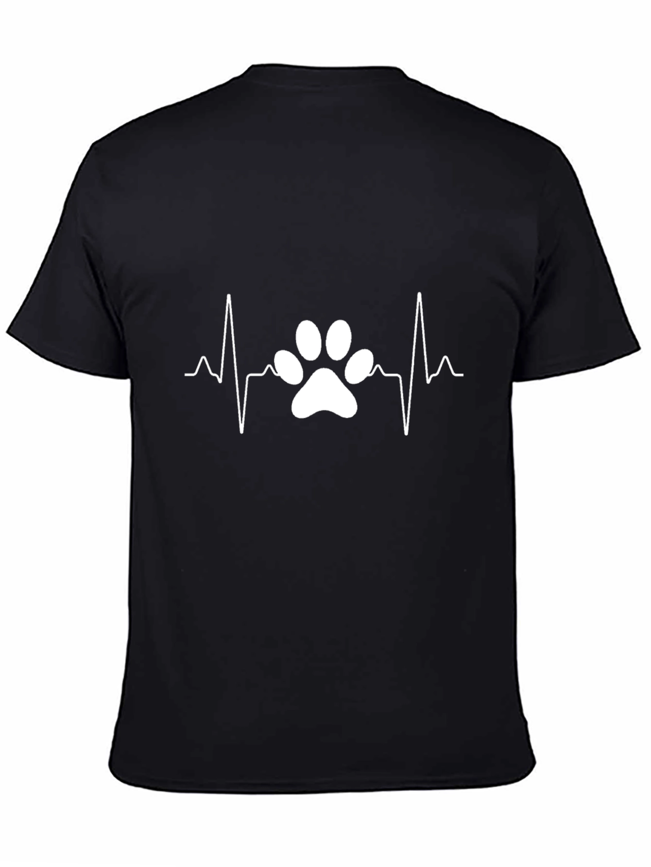 Dog Paw Heartbeat Tee - Black Casual T-Shirt