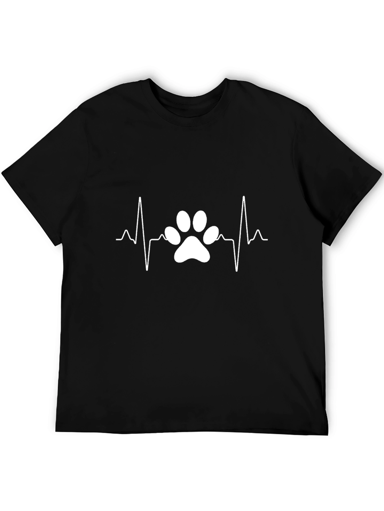Dog Paw Heartbeat Tee - Black Casual T-Shirt