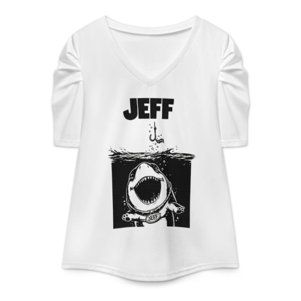 Jeff Funny Shark Graphic Tee, Cute Ocean Cartoon Shirt, Retro Sea Creature T-Shirt, Playful Marine Animal Apparel, Trendy Beach Vacation Graphic Top(z695)