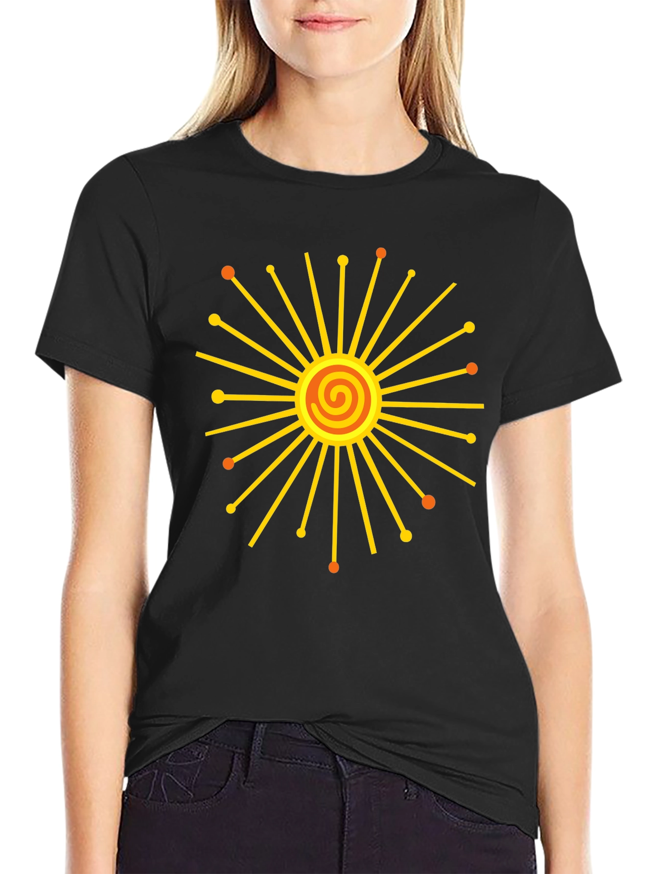 Radiant Sunburst Graphic Black T-Shirt