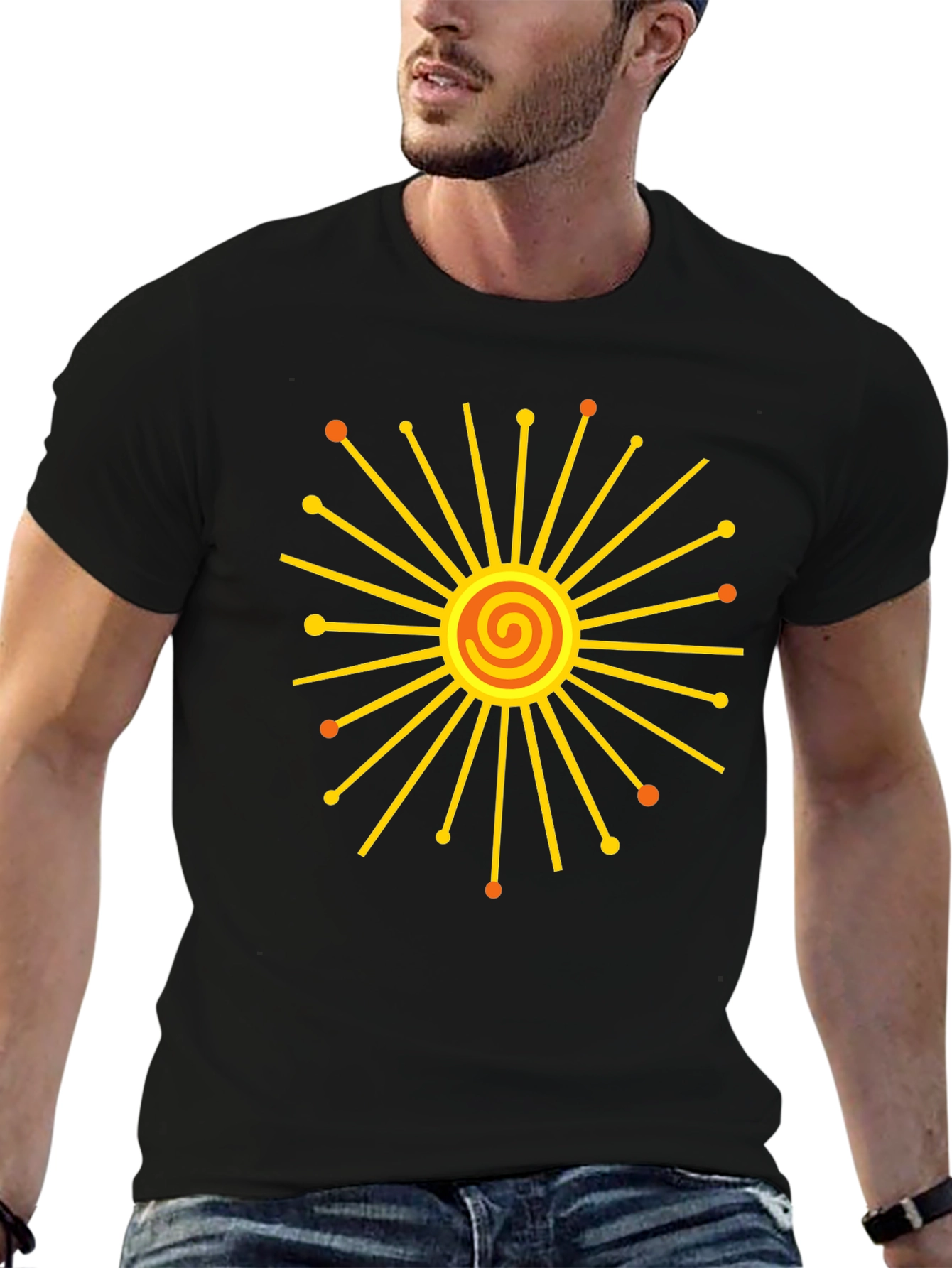 Radiant Sunburst Graphic Black T-Shirt