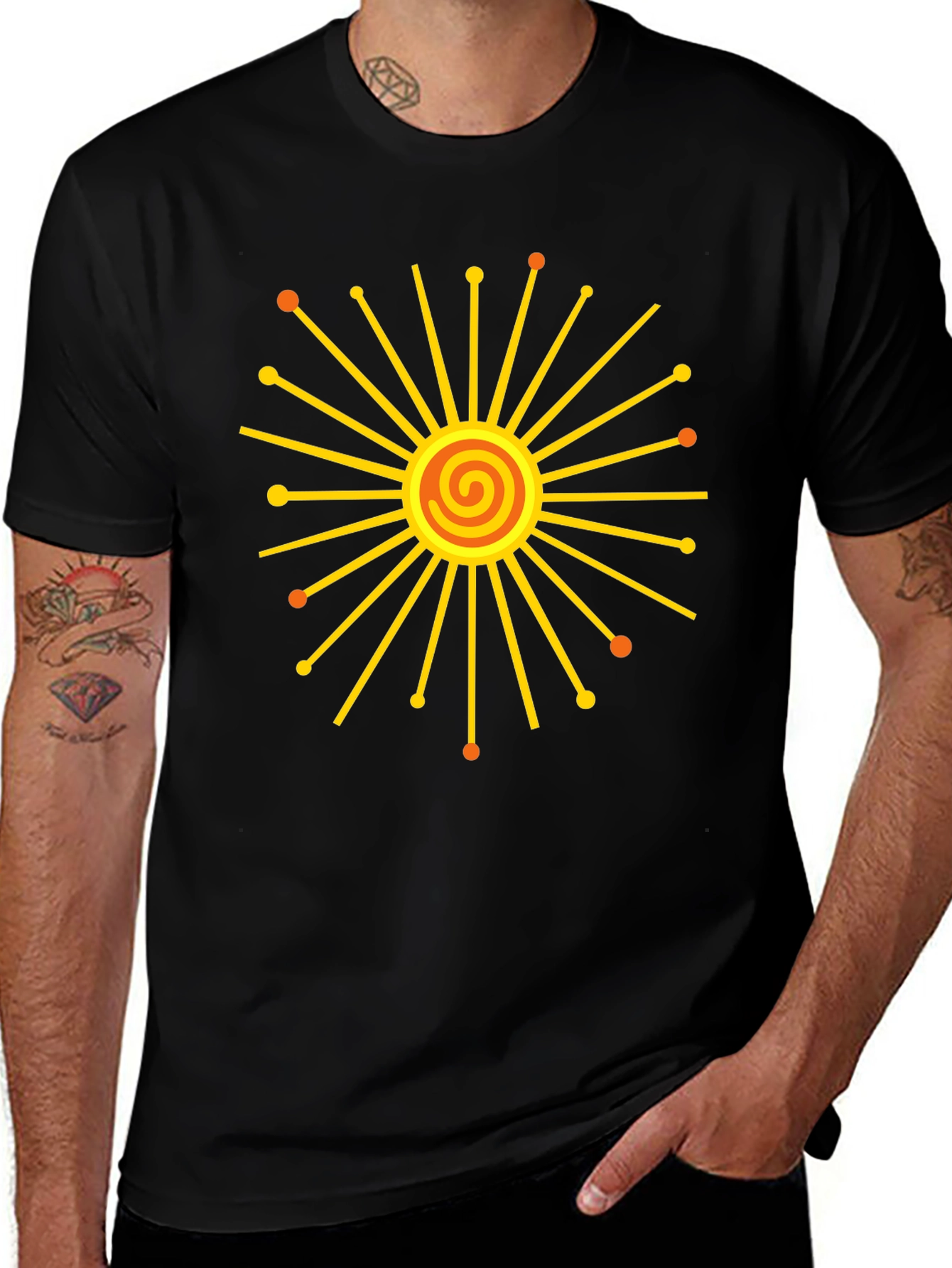 Radiant Sunburst Graphic Black T-Shirt
