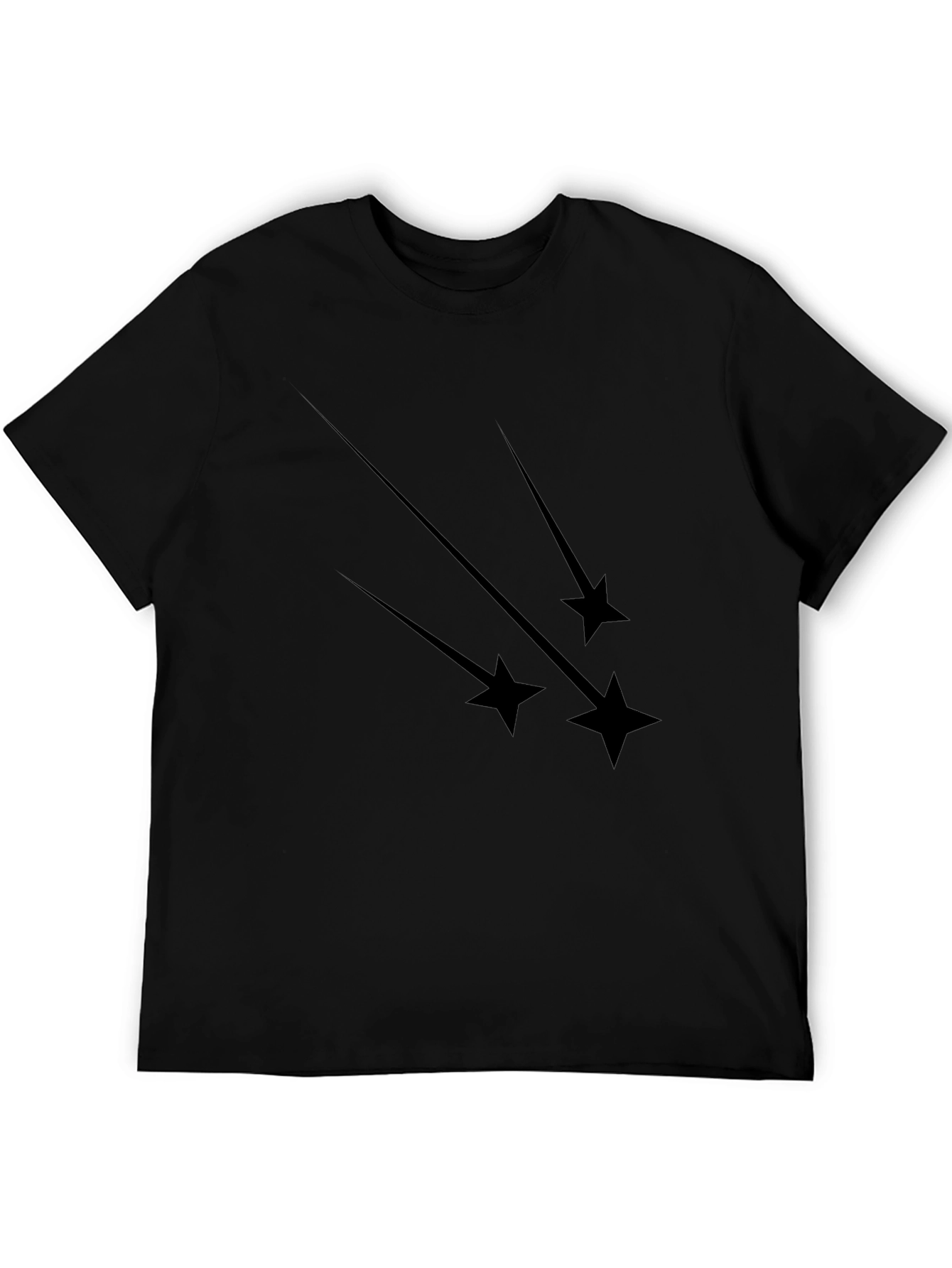 Mens Black T-Shirt with Falling Star Graphic