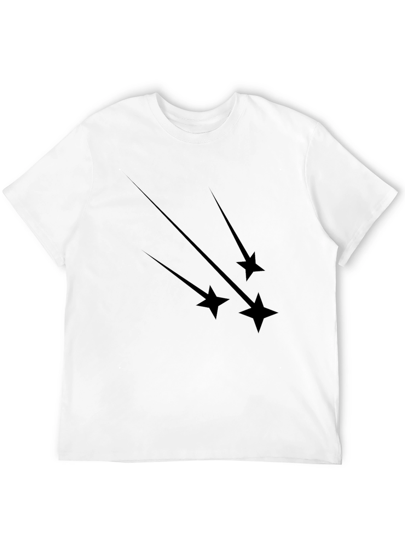Mens Black T-Shirt with Falling Star Graphic