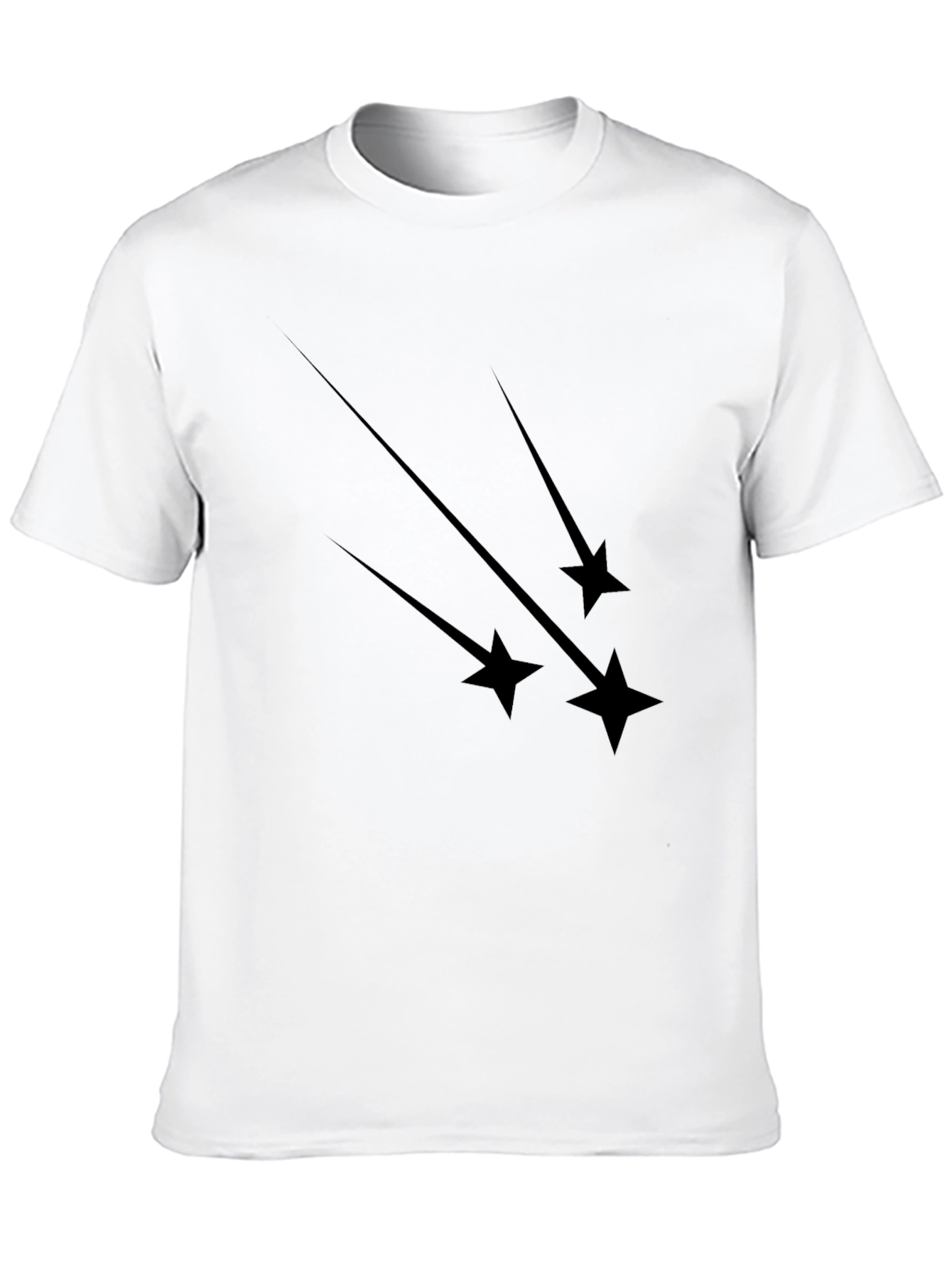 Mens Black T-Shirt with Falling Star Graphic