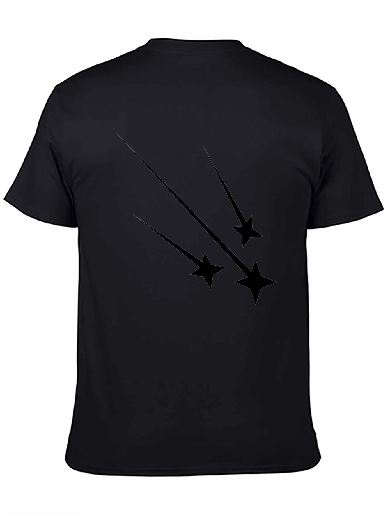 Mens Black T-Shirt with Falling Star Graphic