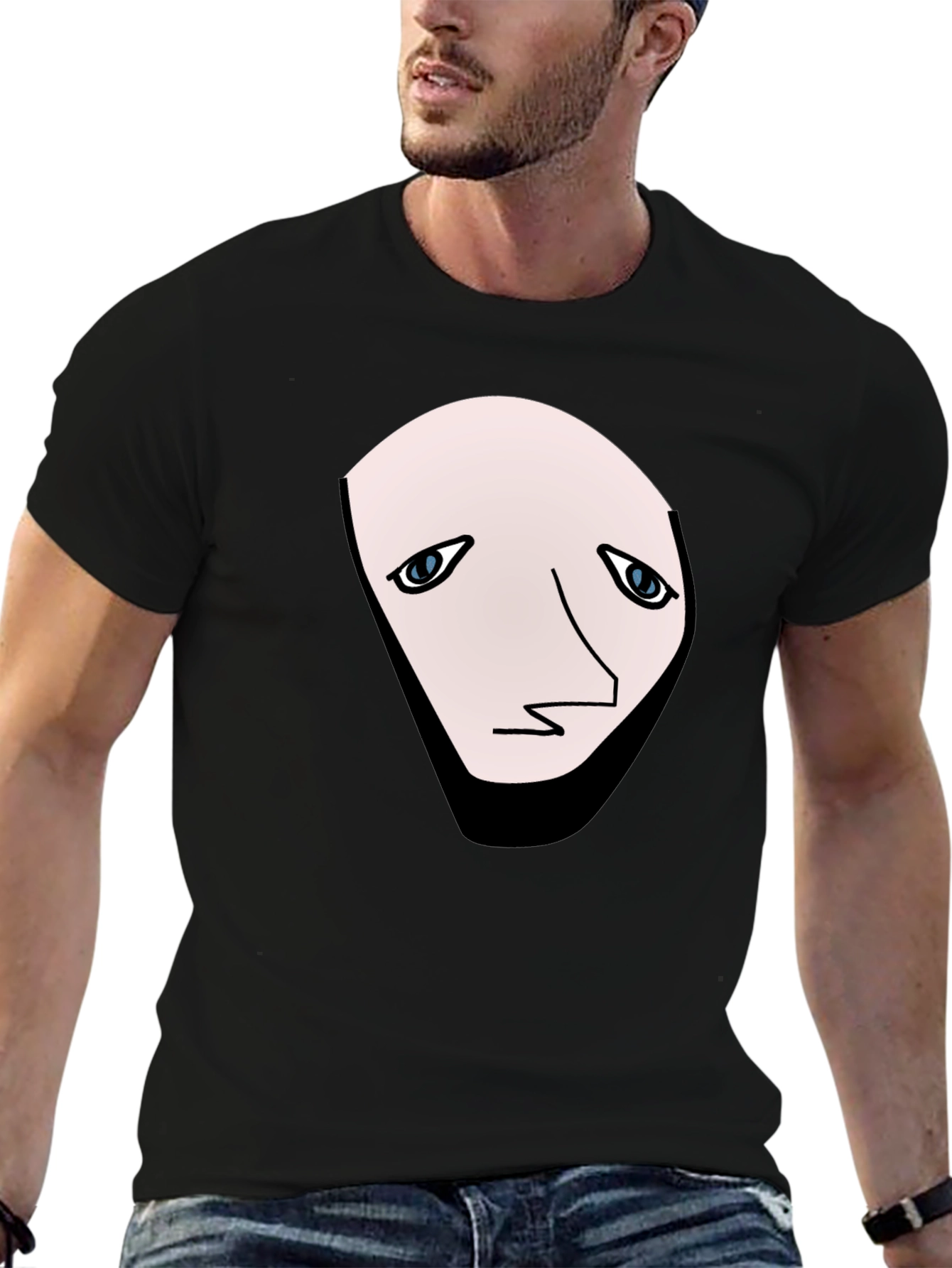 Abstract Face Black T-Shirt - Unique Graphic Tee