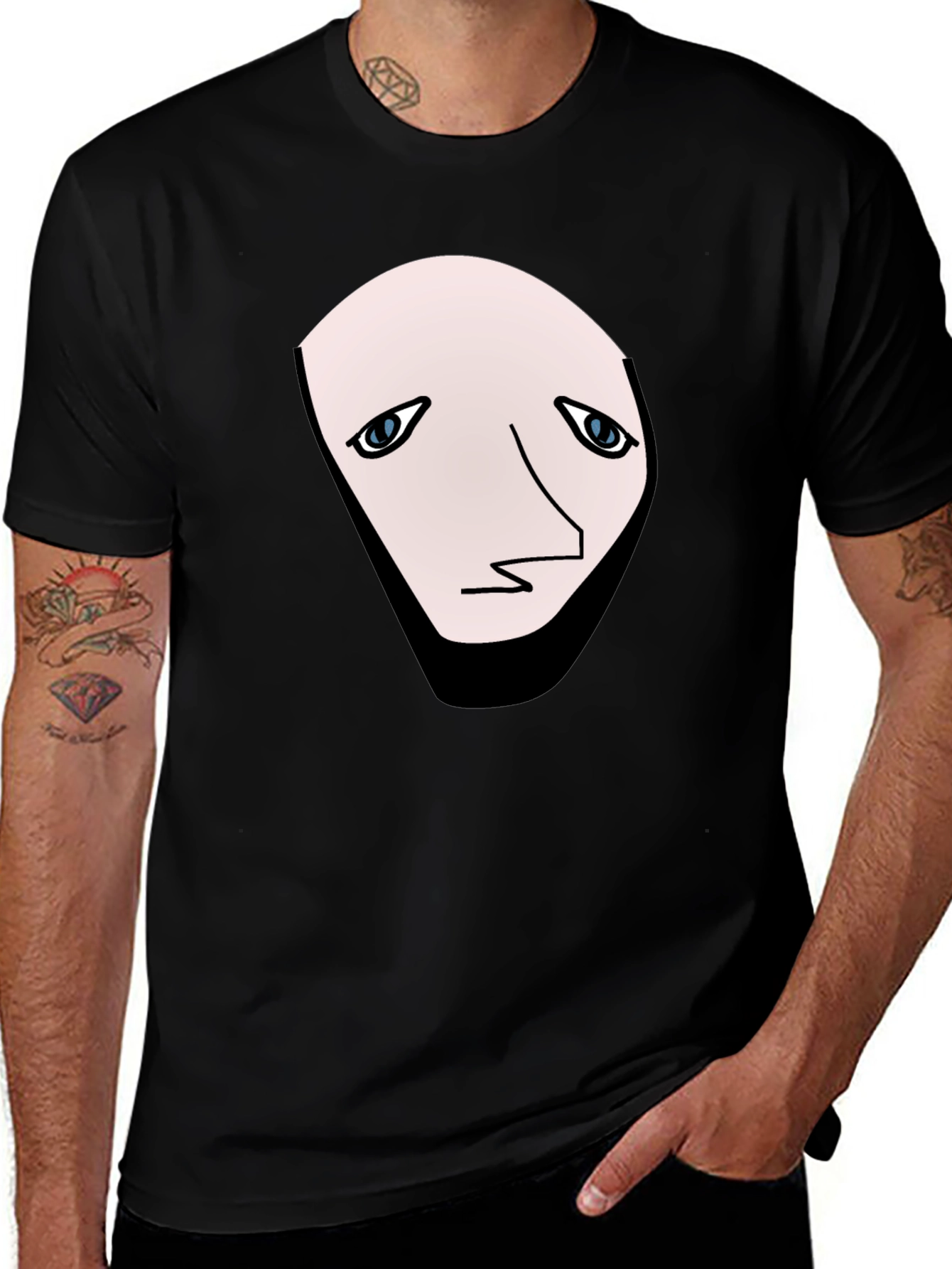 Abstract Face Black T-Shirt - Unique Graphic Tee